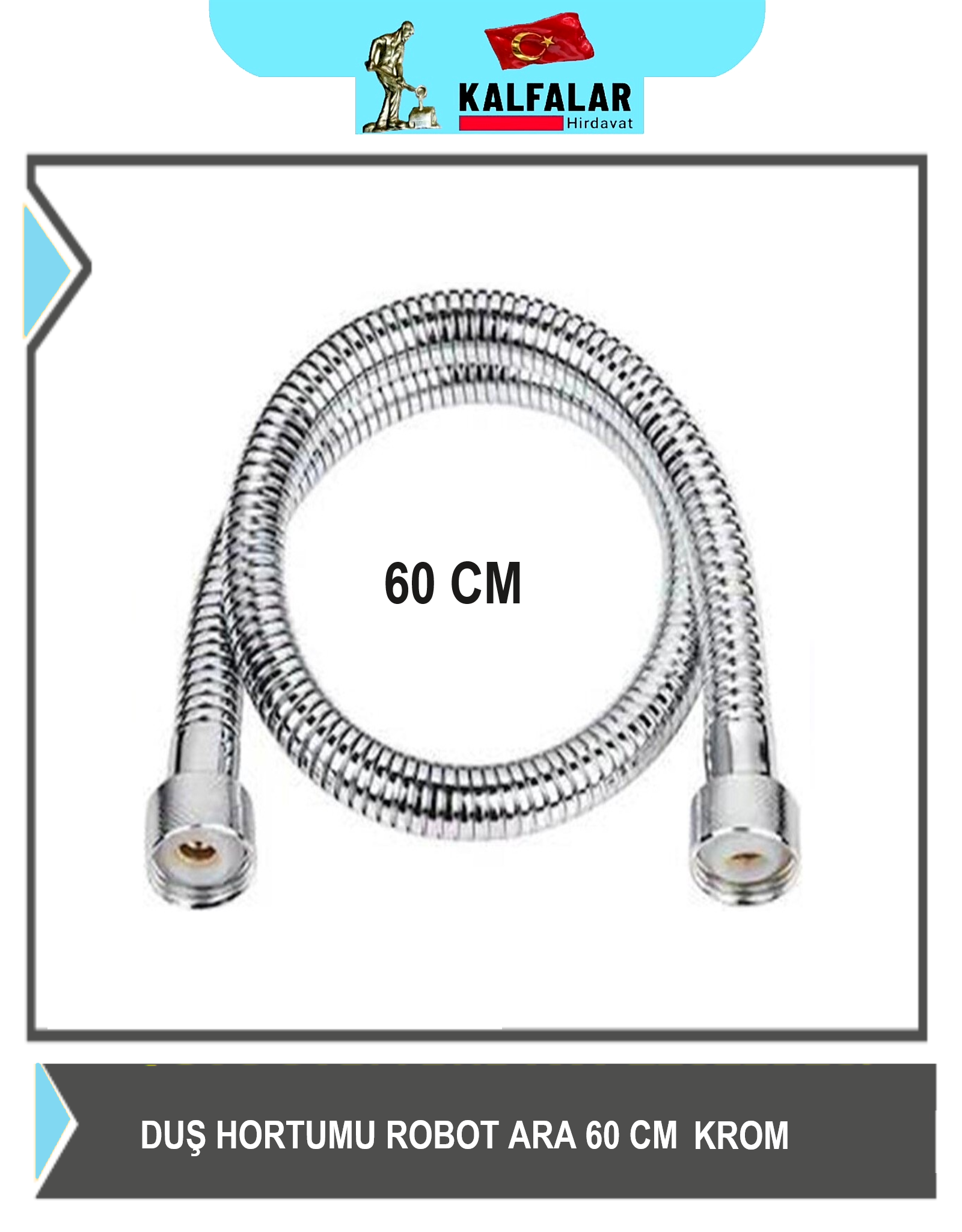 DUŞ HORTUMU ROBOT ARA BAĞLANTI 60 CM KROM 