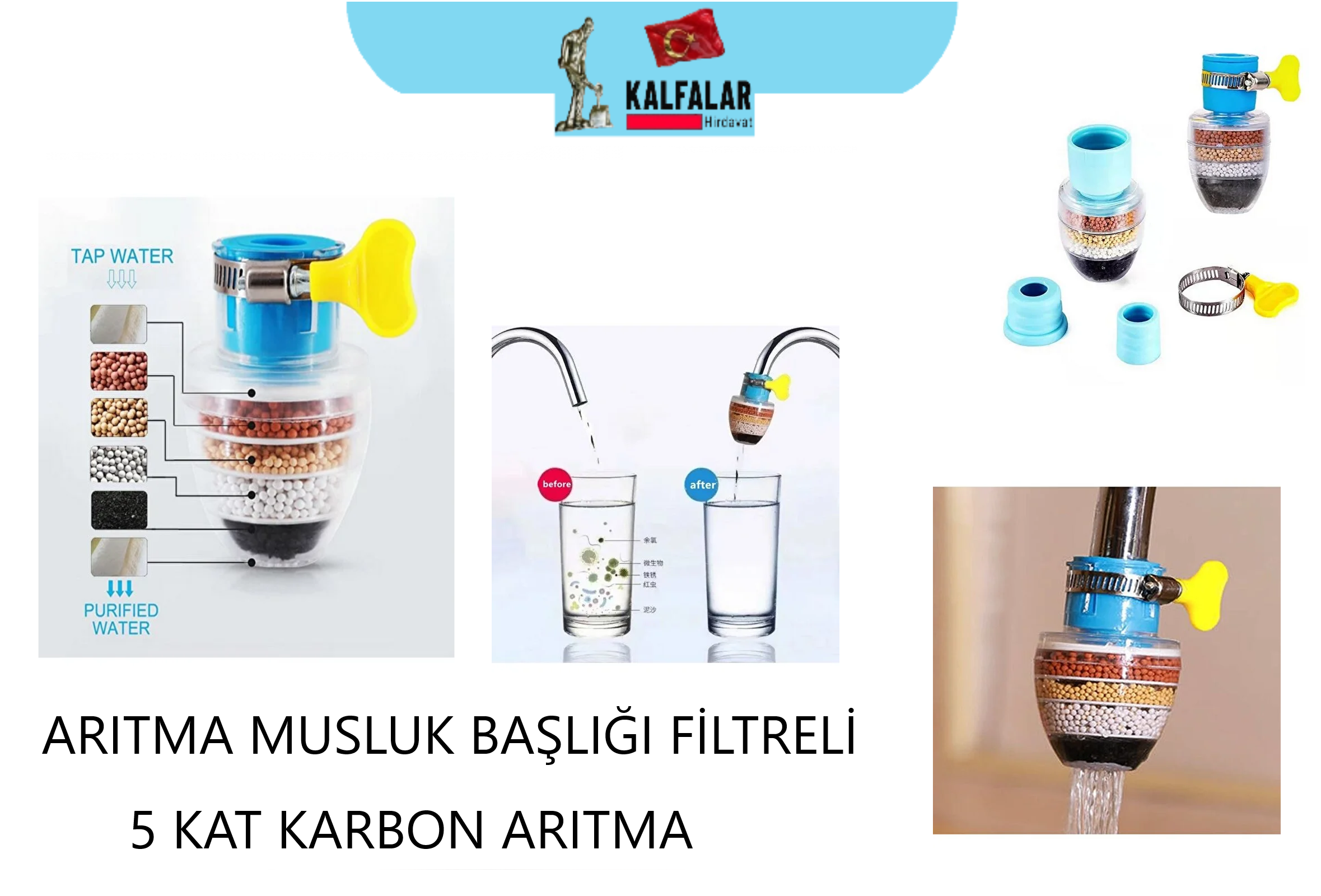 ARITMA MUSLUK BAŞLIĞI FİLTRE 5 KAT KARBON ARITMA