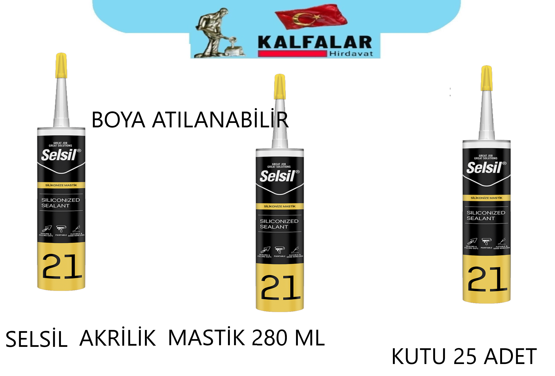 MASTİK AKRİLİK BEYAZ 500 GR SİBAX KUTU 25 ADET