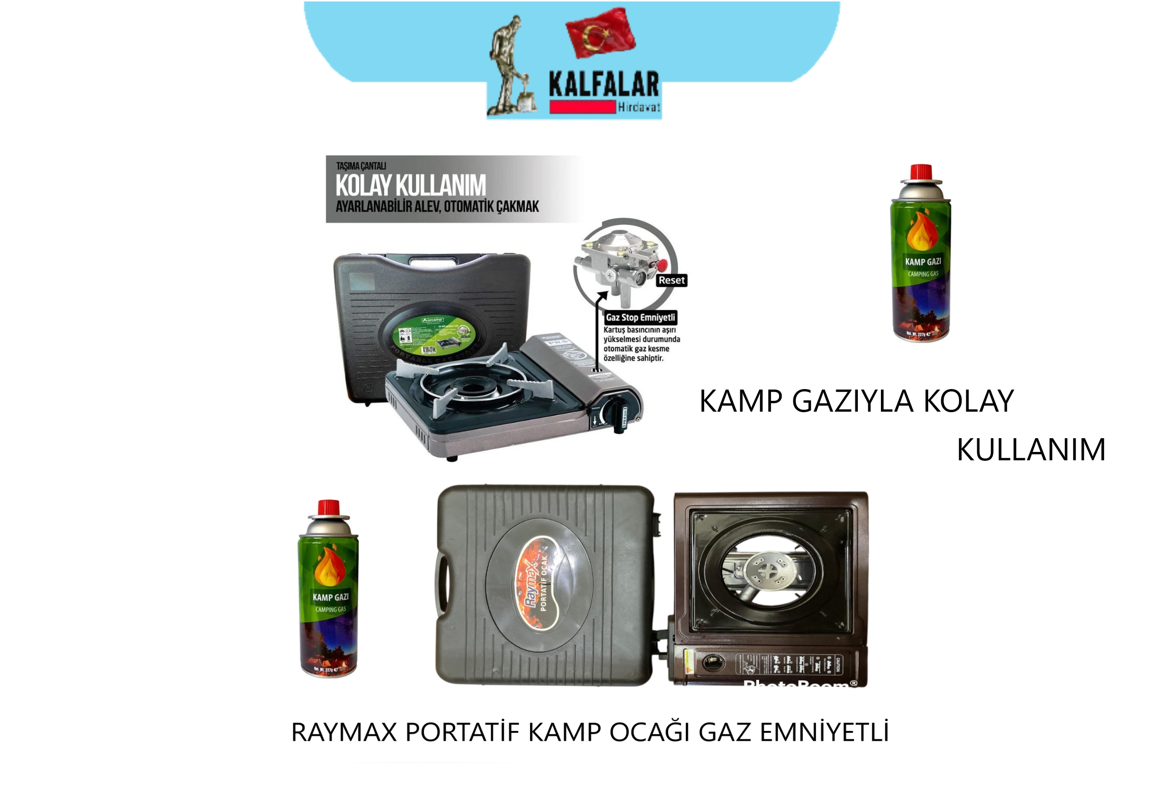 PORTATİF KAMP OCAK EMAYE GAZ EMNİYETLİ RAYMAX 