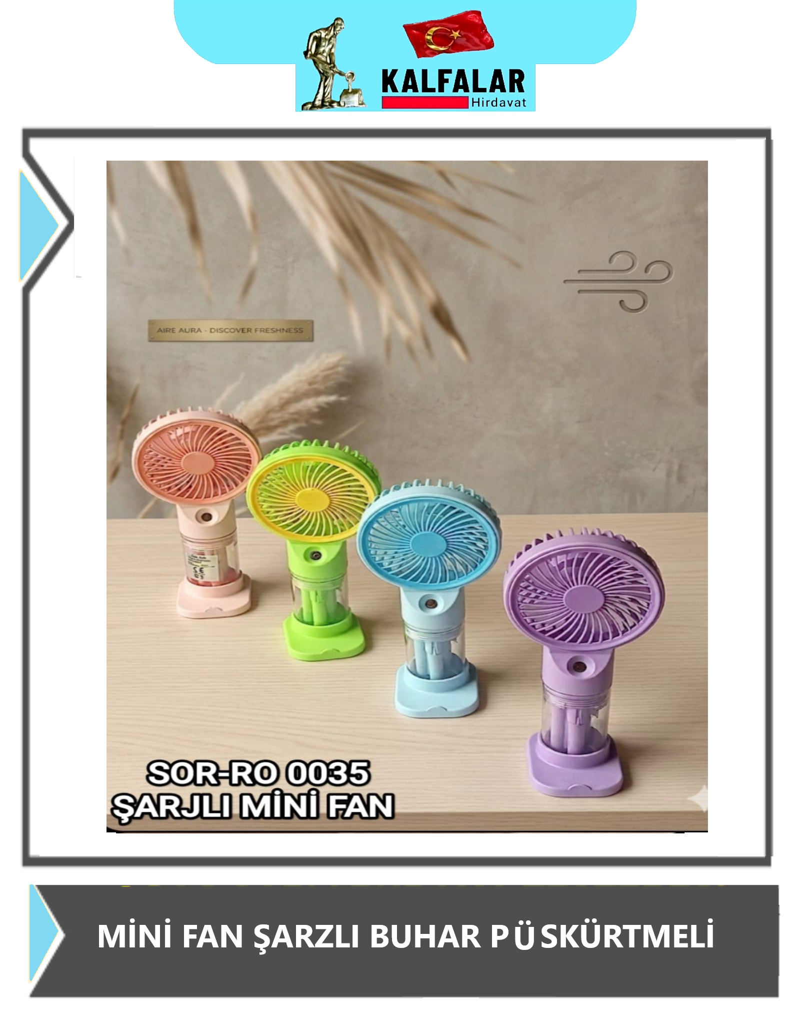 MİNİ FAN PERVANE BUHARLI SOR-RO 0035 USB ŞARZLI