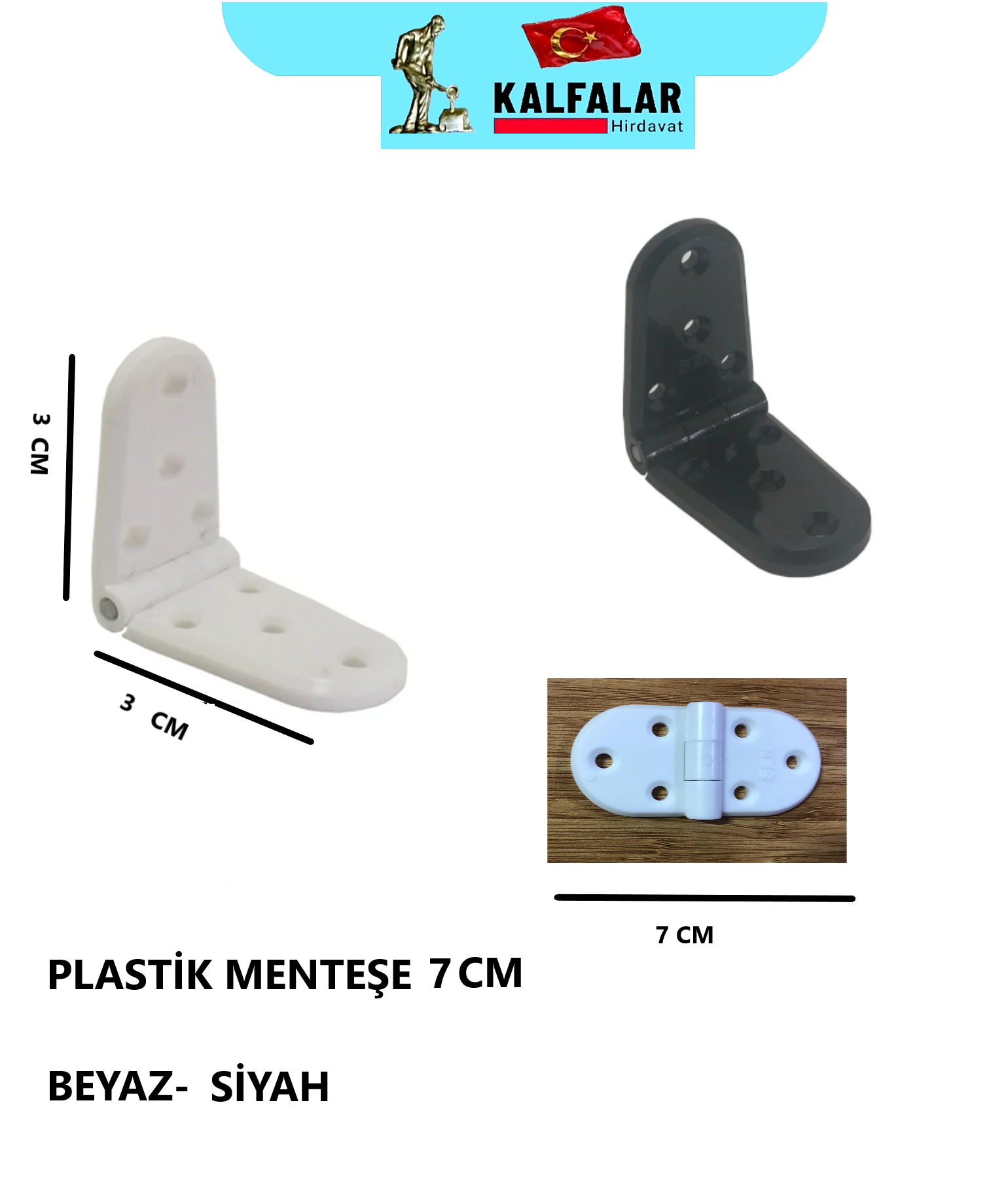 MENTEŞE PLASTİK 7 CM SİYAH KIRILMAZ