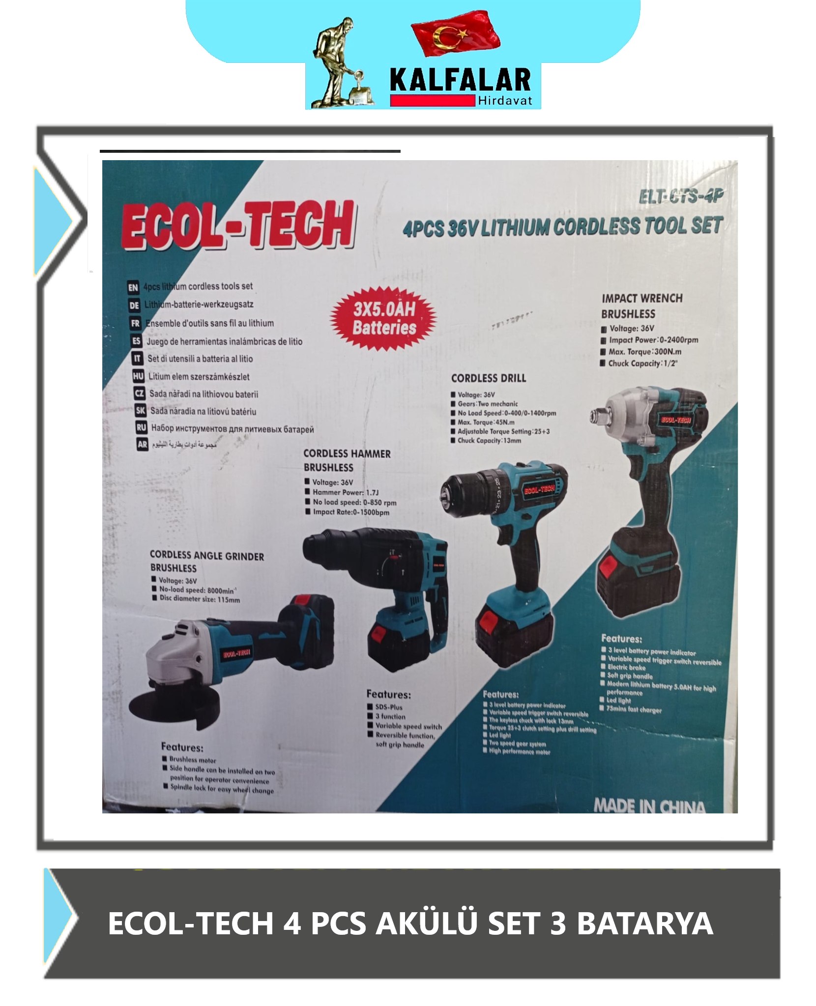 ECOL-TECH 4 LÜ AKÜLÜ SET 3 BATARYA 