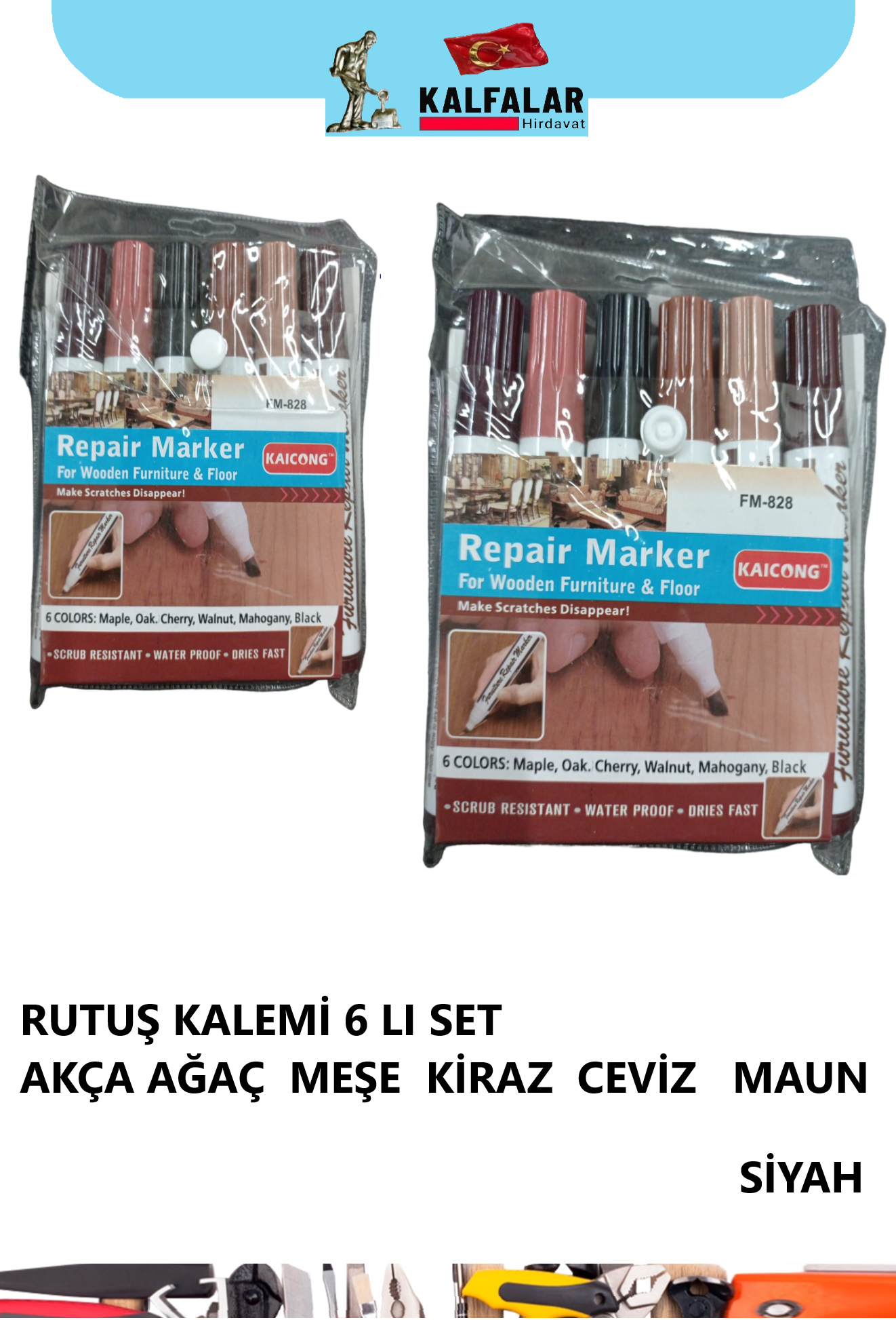 RUTUŞ KALEM 6 LI SET    AKÇAAĞAÇ-MEŞE-KİRAZ-CEVİZ-MAUN-SİYAH