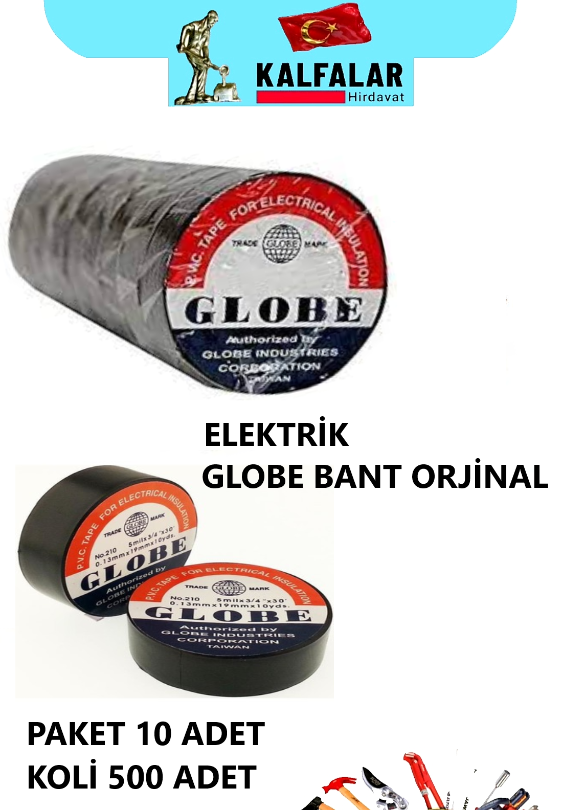 ELEKTRİK BANT GLOBE 10 MTR SİYAH