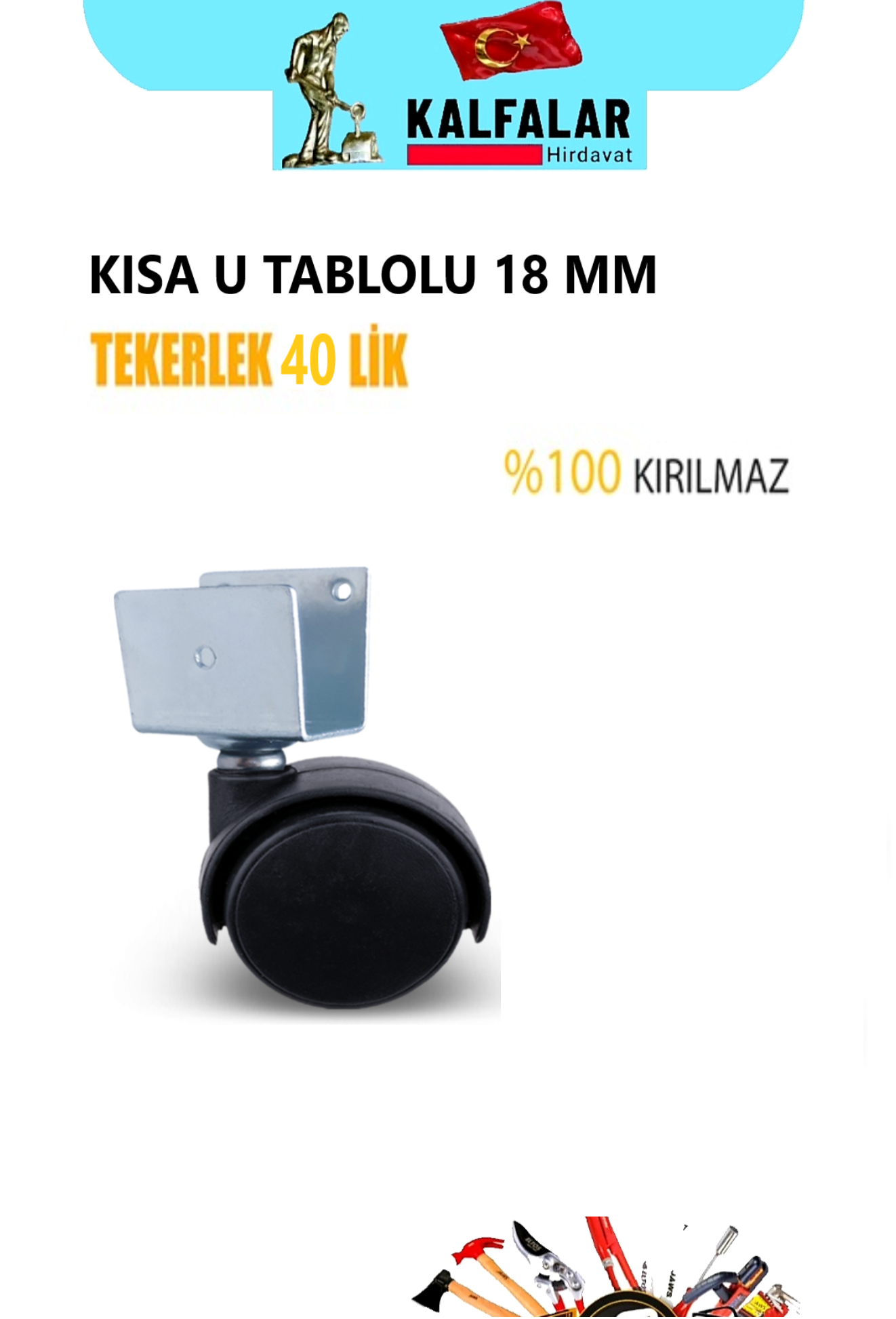 TEKERLEK U TABLOLU 40 LİK P.P SİYAH KISA U