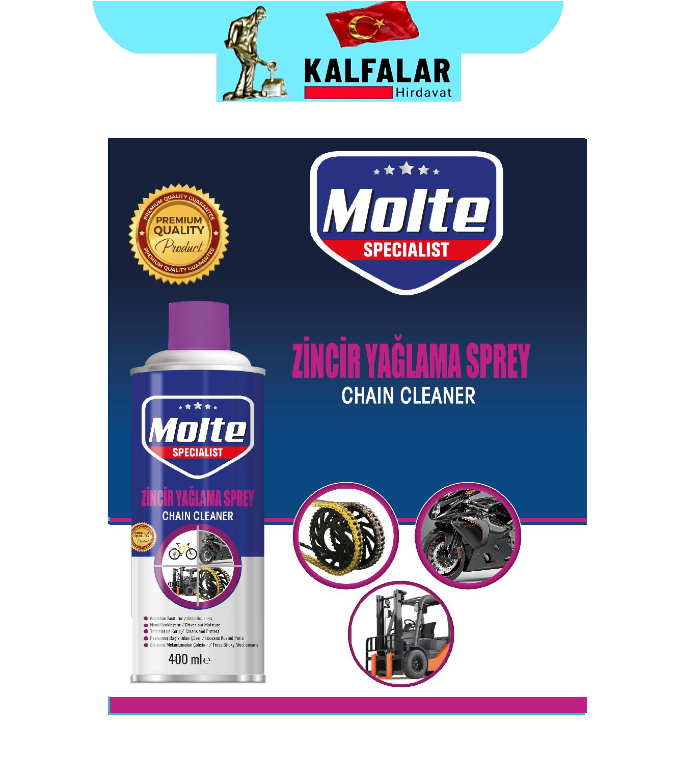 ZİNCİR YAĞLAMA SPREY 400 ML MOLTE