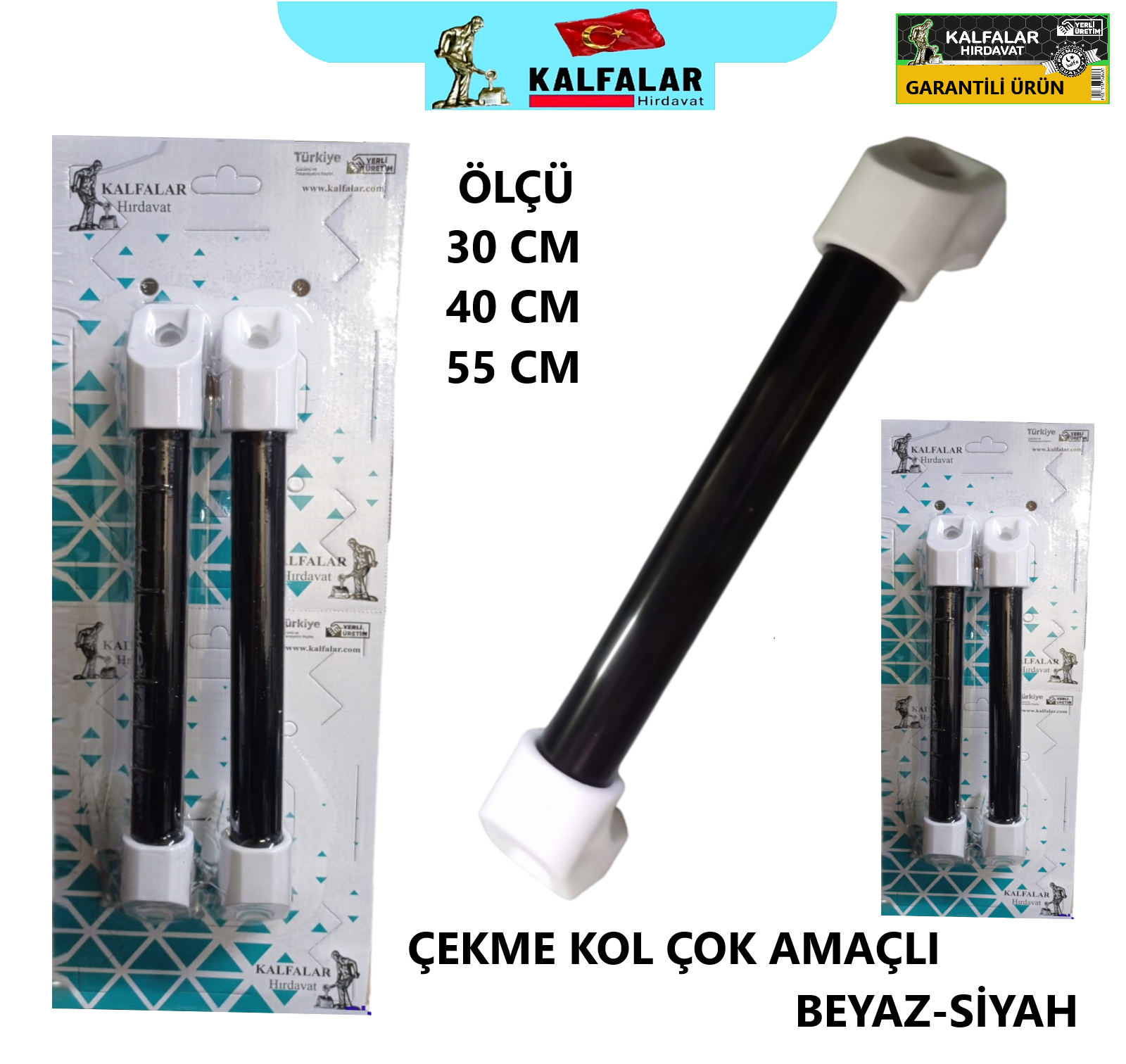 ÇEKME KOL ÇOK AMAÇLI 55 CM PAS. BEYAZ-SİYAH VAKUM A.