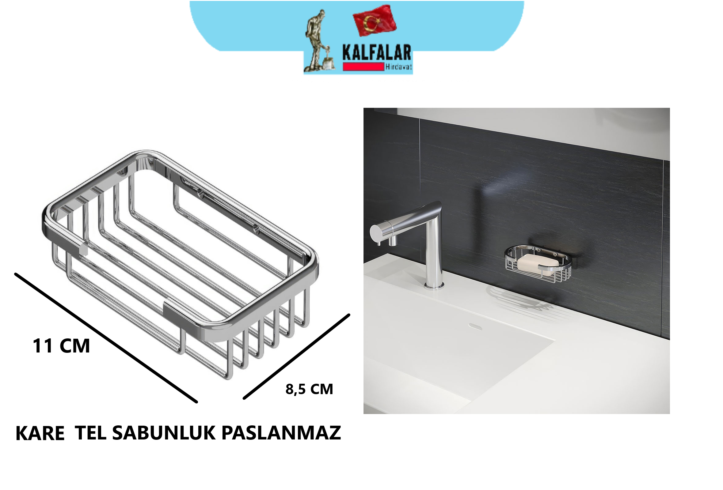 KARE TEL SABUNLUK PASLANMAZ 1NCİ KALİTE 11X8.5 CM