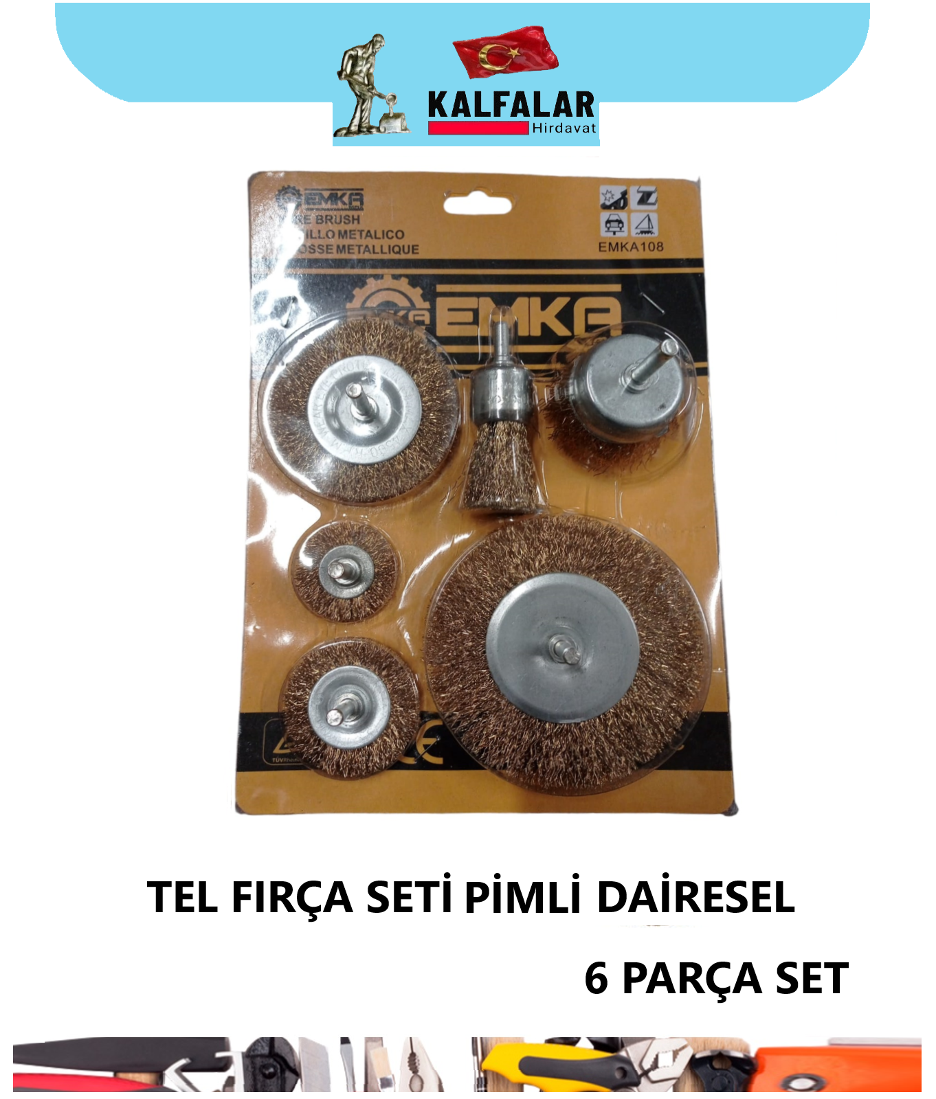TEL FIRÇA SETİ ÇELİK 6 LI PİMLİ DAİRESEL 
