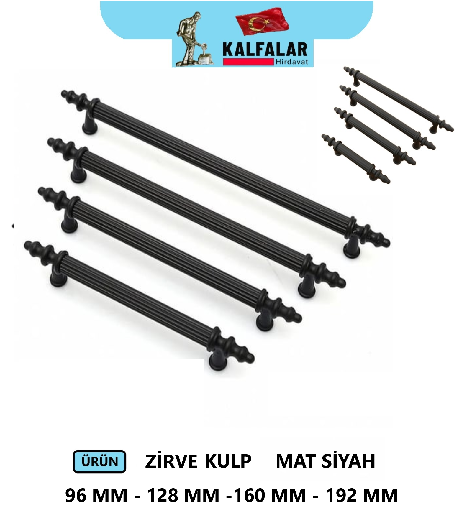 ZİRVE KULP MAT-SİYAH 64 MM