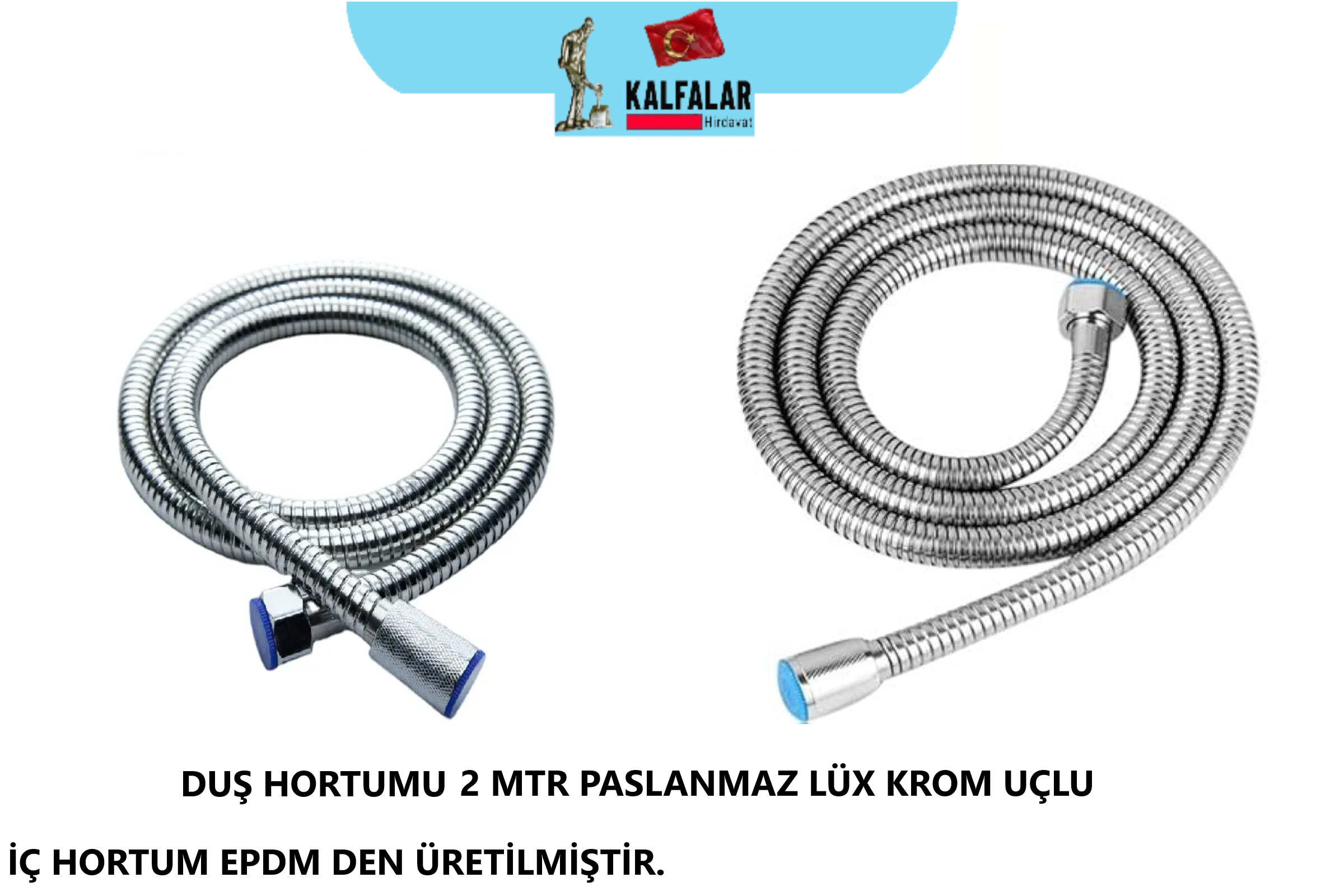 DUŞ HORTUMU 2 MTR LÜX EPDM HORTUM PASLANMAZ POŞETLİ
