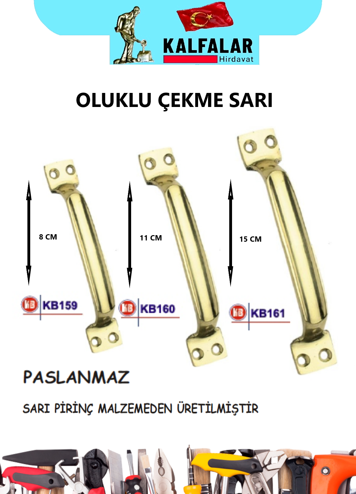 ÇEKME KOL OLUKLU BÜYÜK SARI PİRİNÇ 15 CM