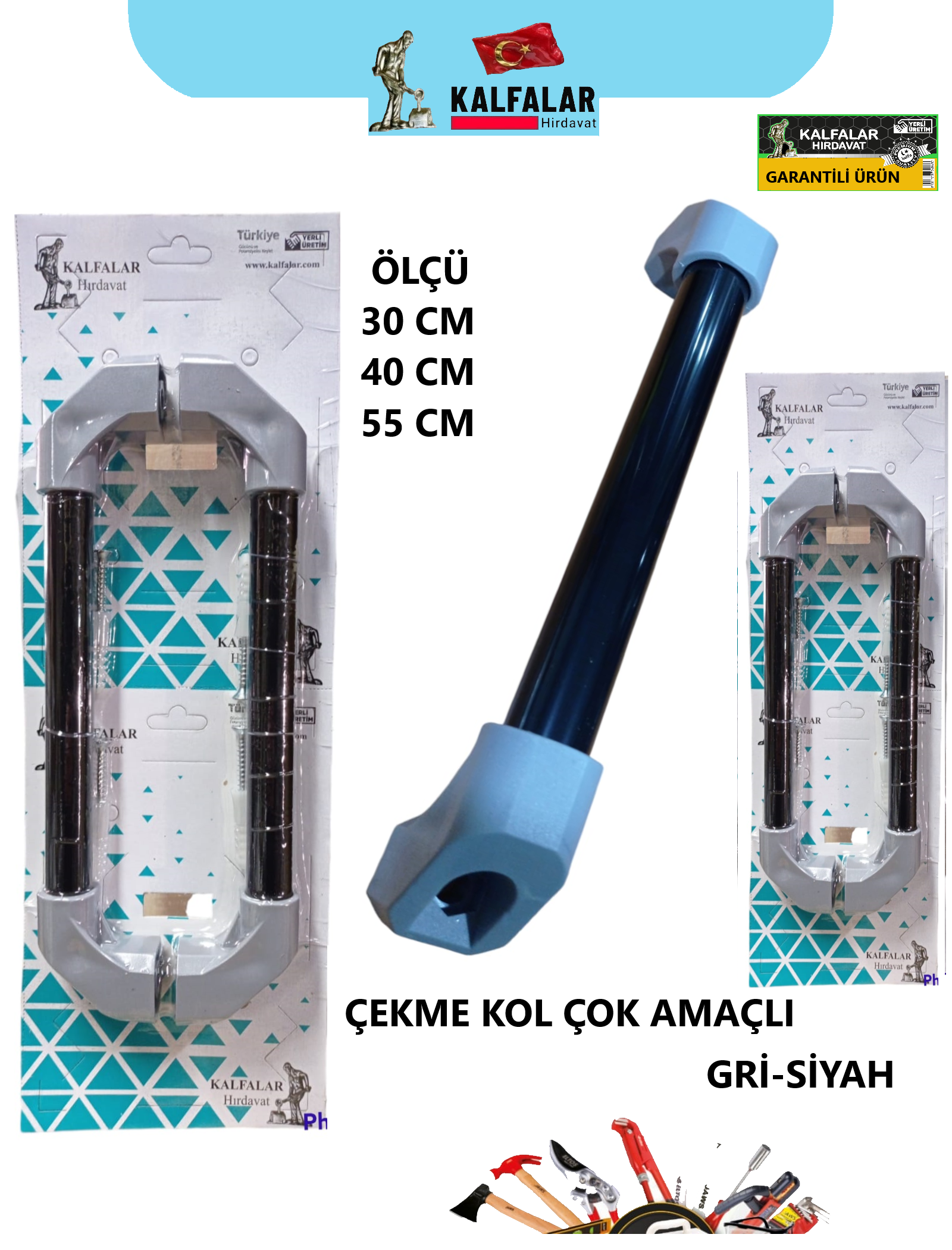 ÇEKME KOL ÇOK AMAÇLI 55 CM PAS. GRİ-SİYAH VAKUM A.