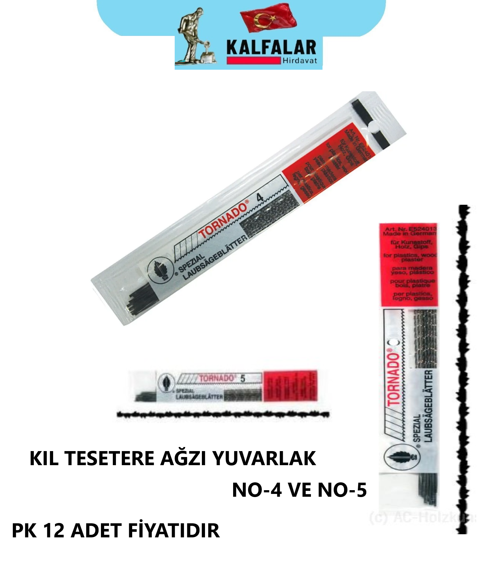 KIL TESTERE AĞZI YUVARLAK ÖLÇÜ NO-4 VE NO-5 PK 12 ADET