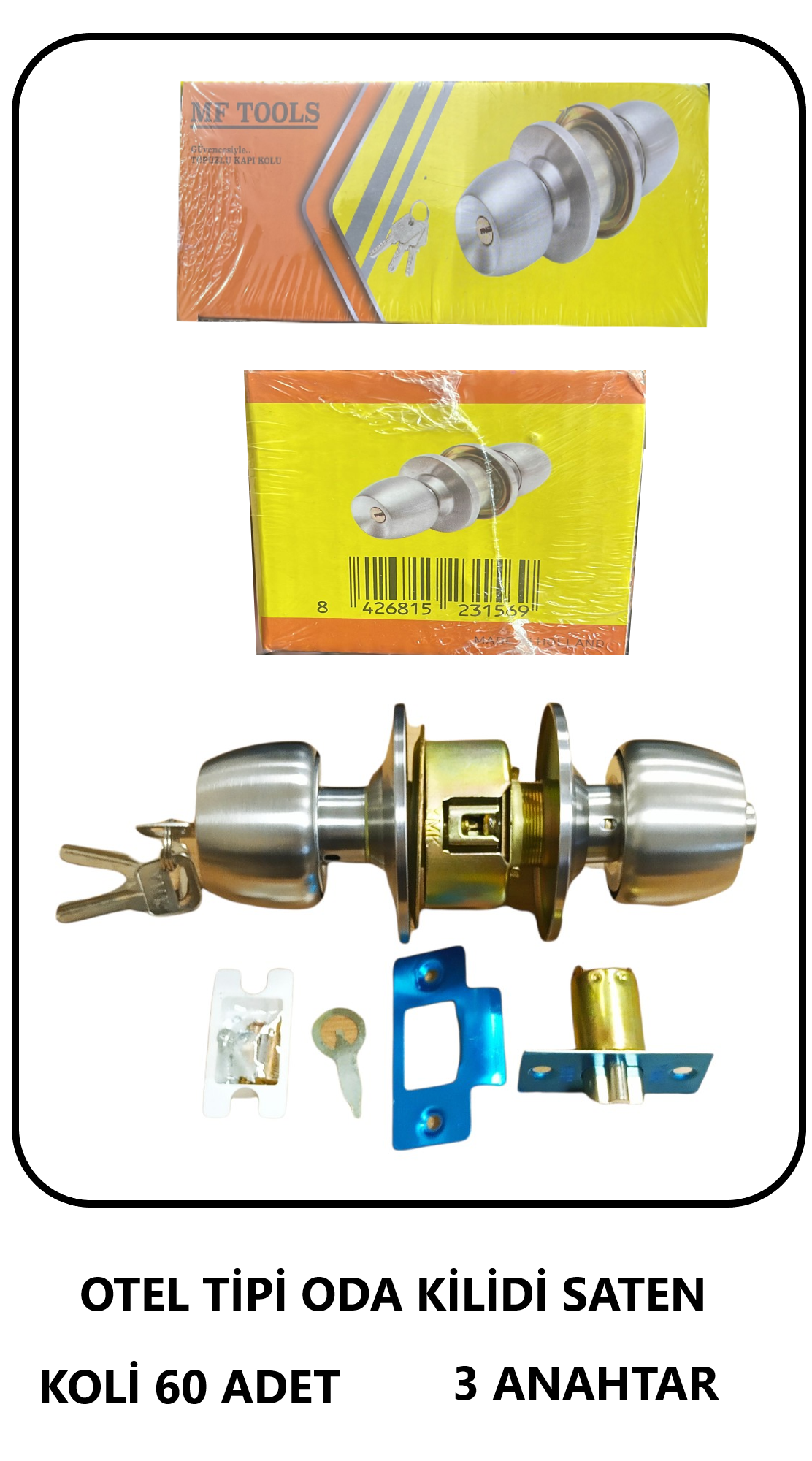 OTEL TİPİ KİLİT MF TOOLS  SATEN PİRİNÇ GÖVDE 