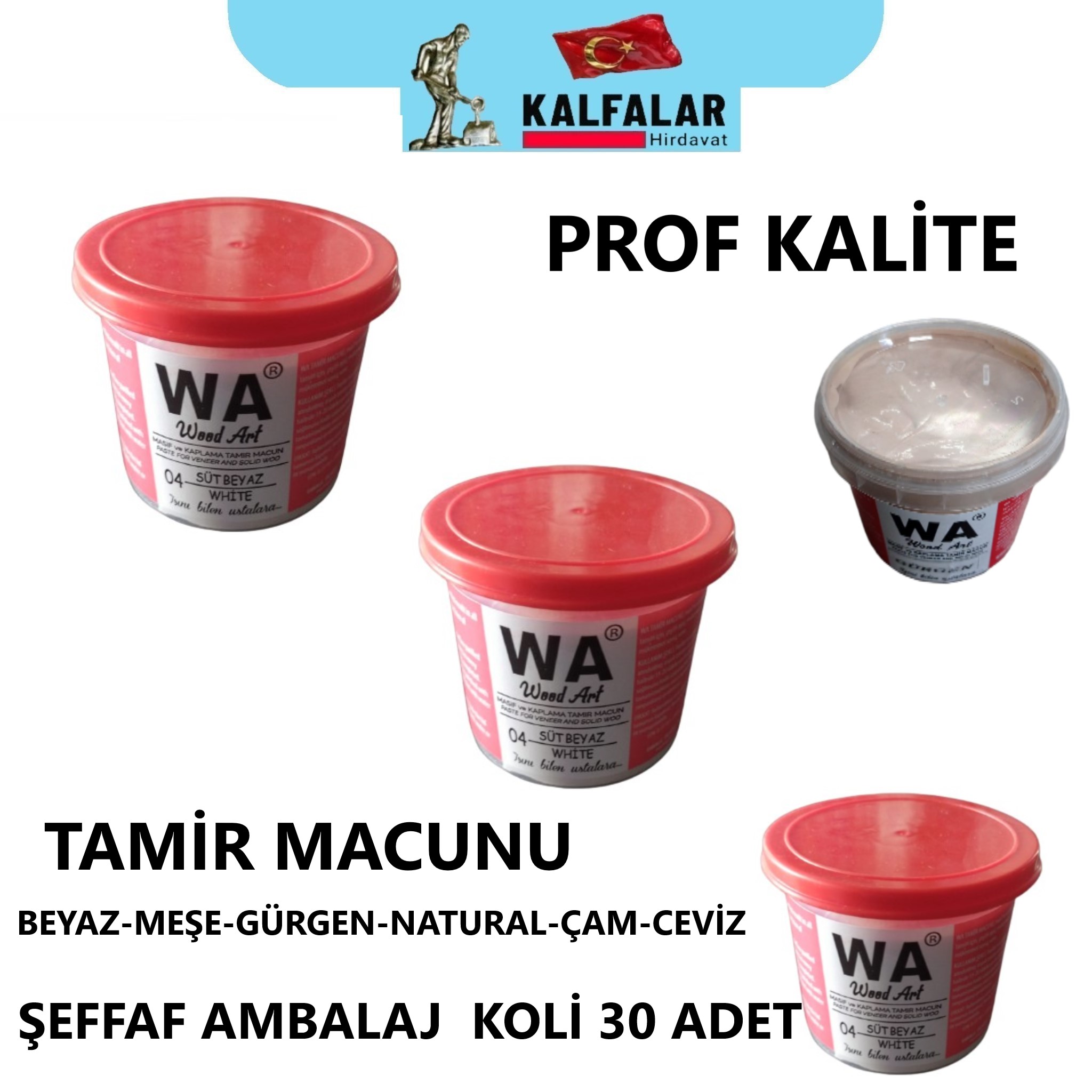 TAMİR MACUNU AHŞAP VE KAPLAMA RENKLER W.A PROF