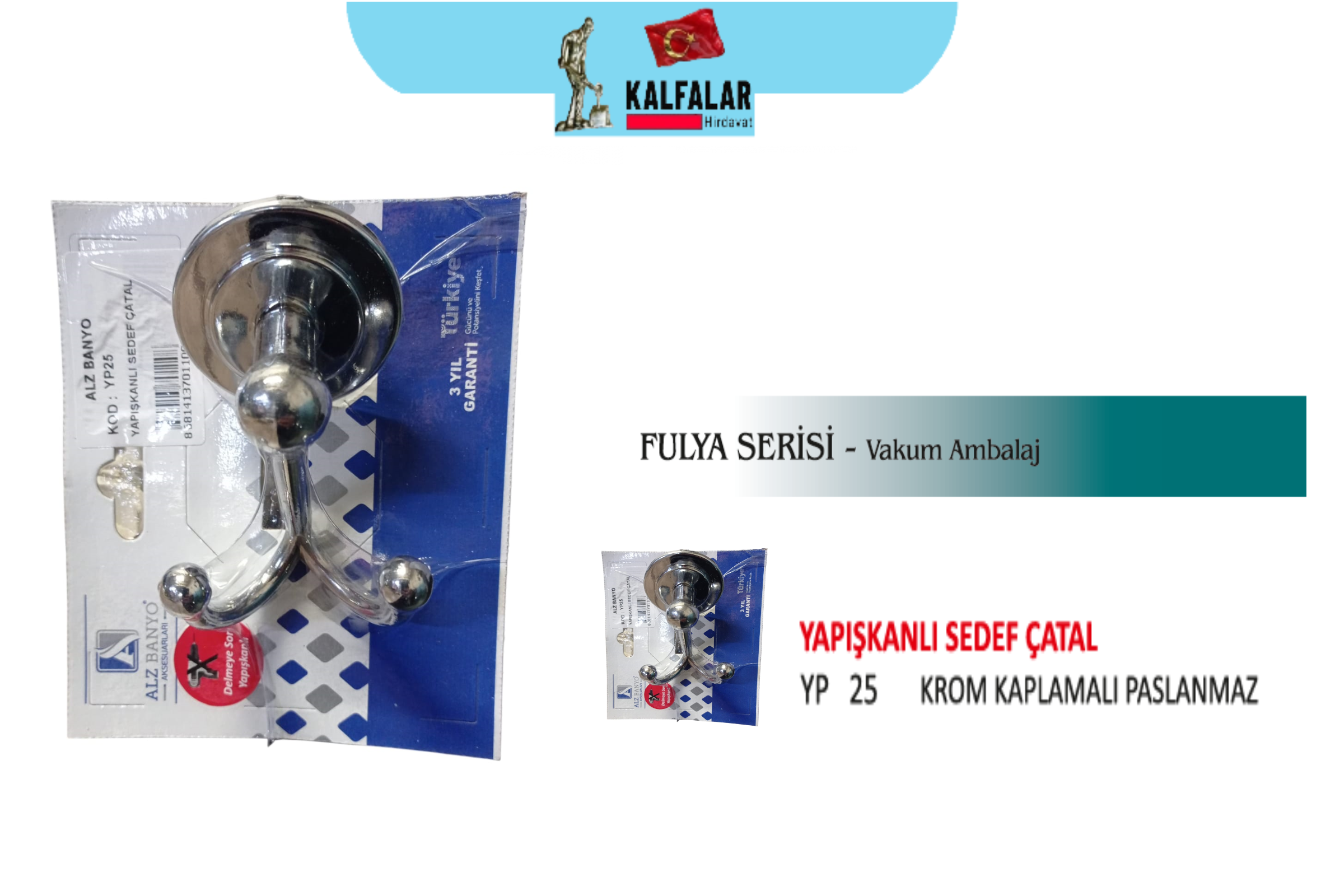 SEDEF ÇATAL 2 Lİ PASLANMAZ ASKILIK KROM YAPIŞKANLI