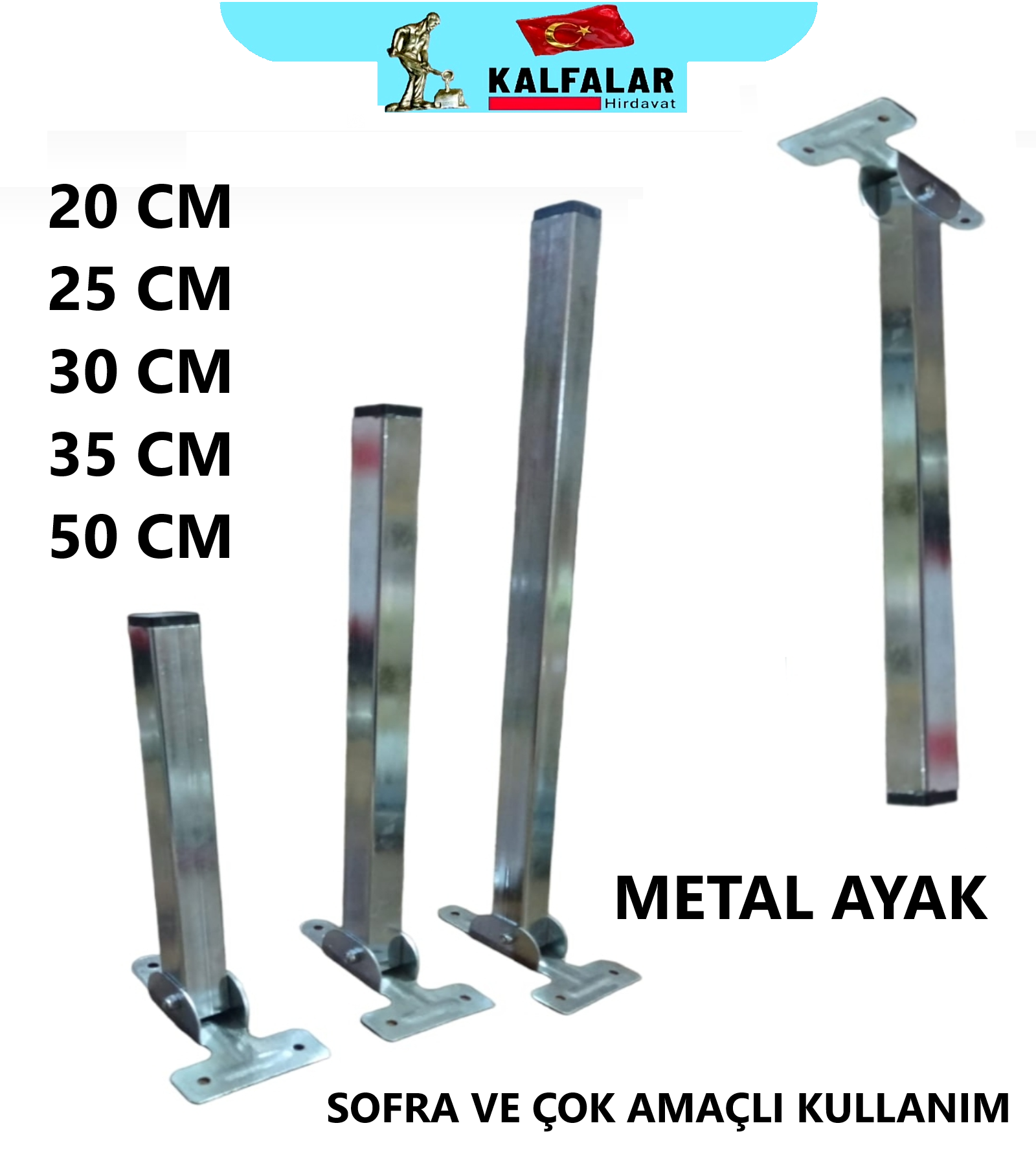 AYAK SOFRA METAL TABAN KROM 50 CM