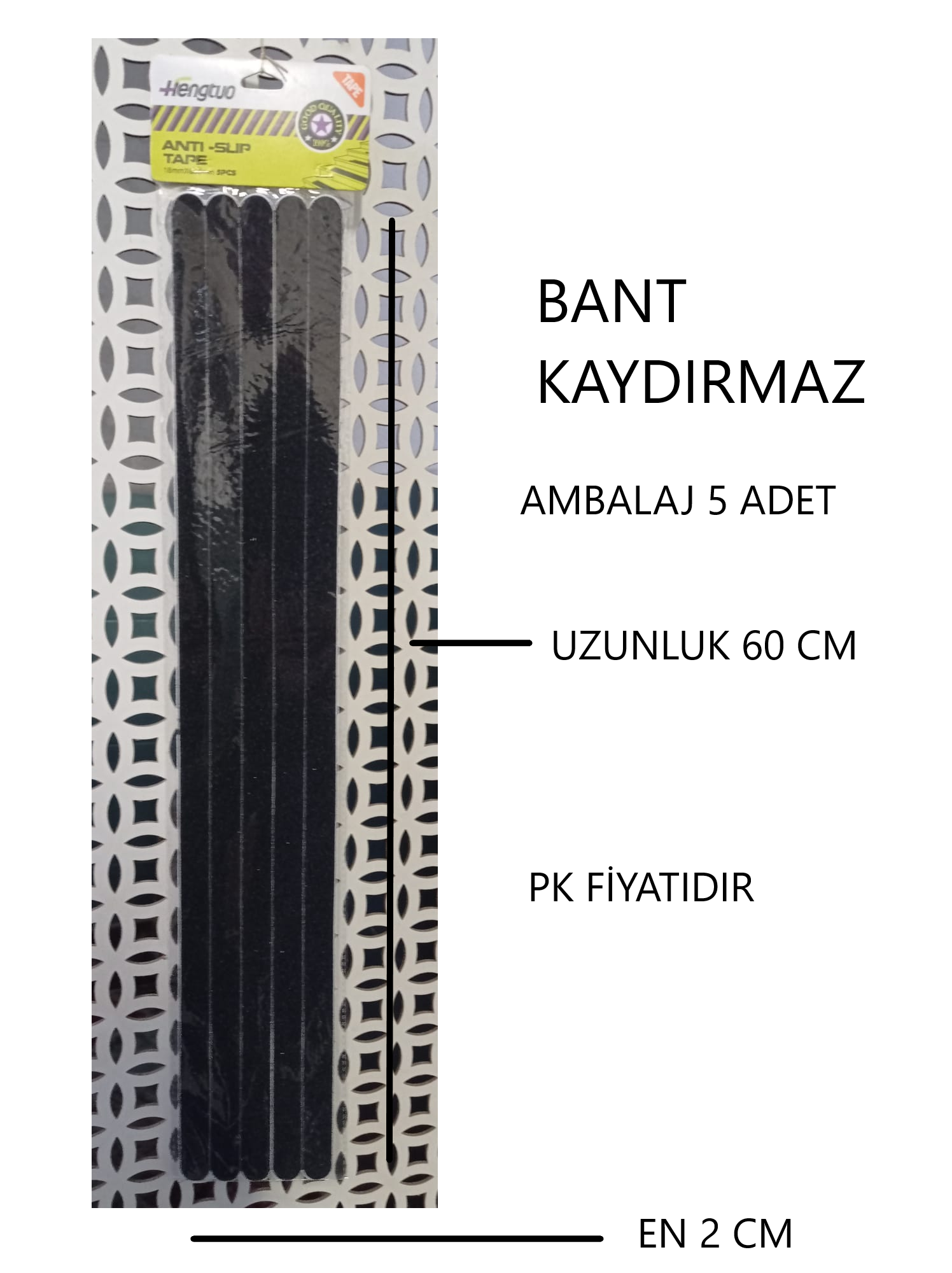 KAYDIRMAZ BANT  2 CM-60CM SİYAH PK 5 ADET 