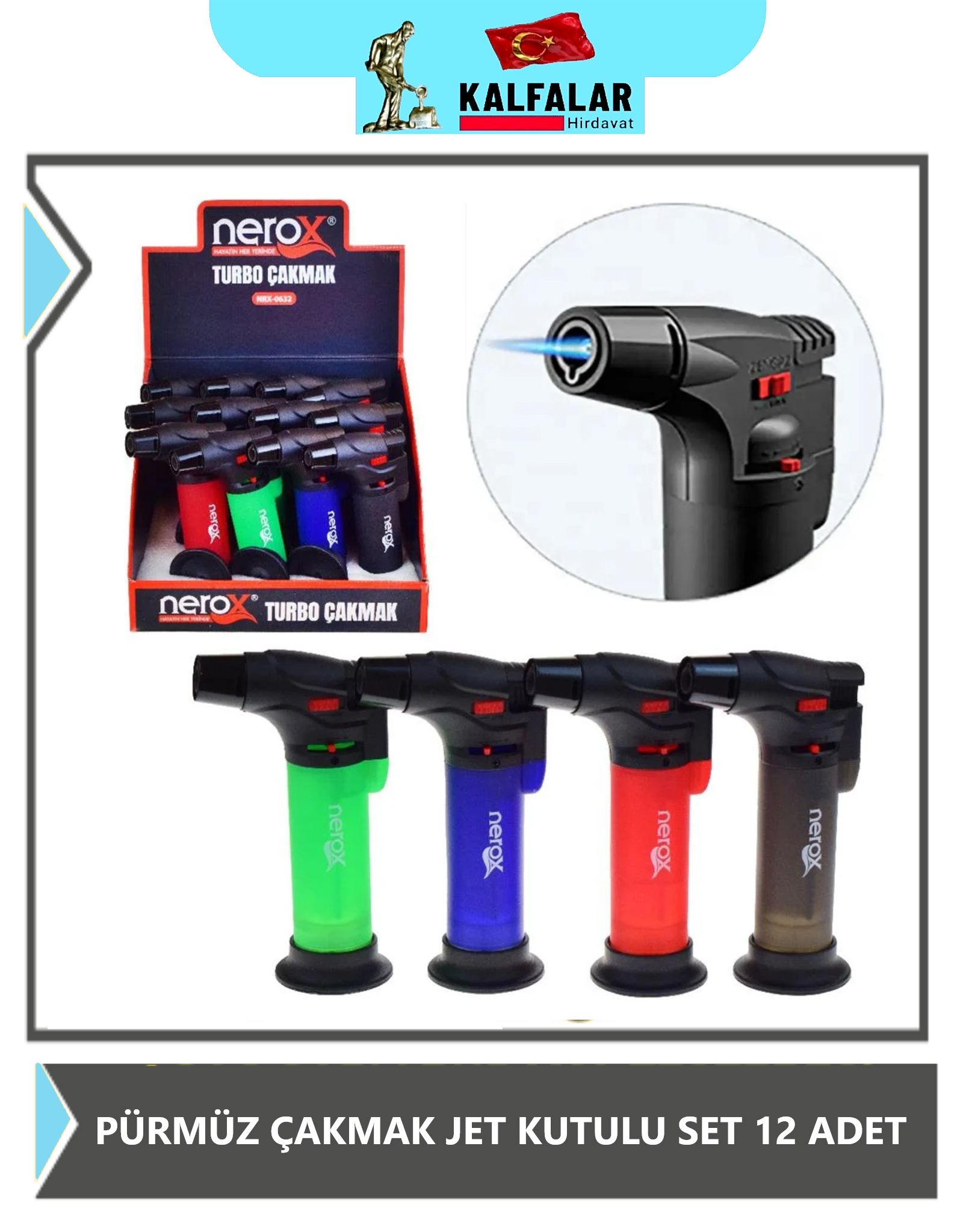 PÜRMÜZ ÇAKMAK JET KUTULU SET 12 ADET