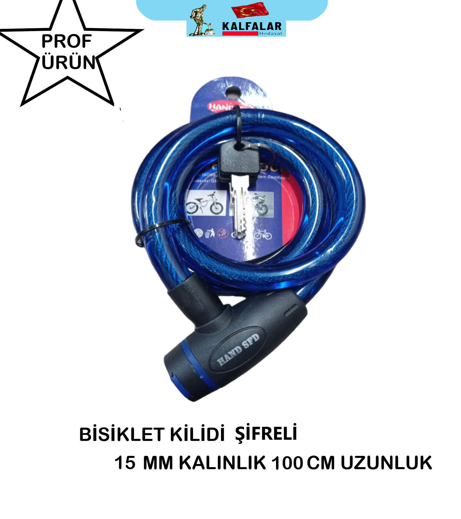 BİSİKLET KİLİDİ 15 MM KALINLIK 100 CM UZUNLUK NET 