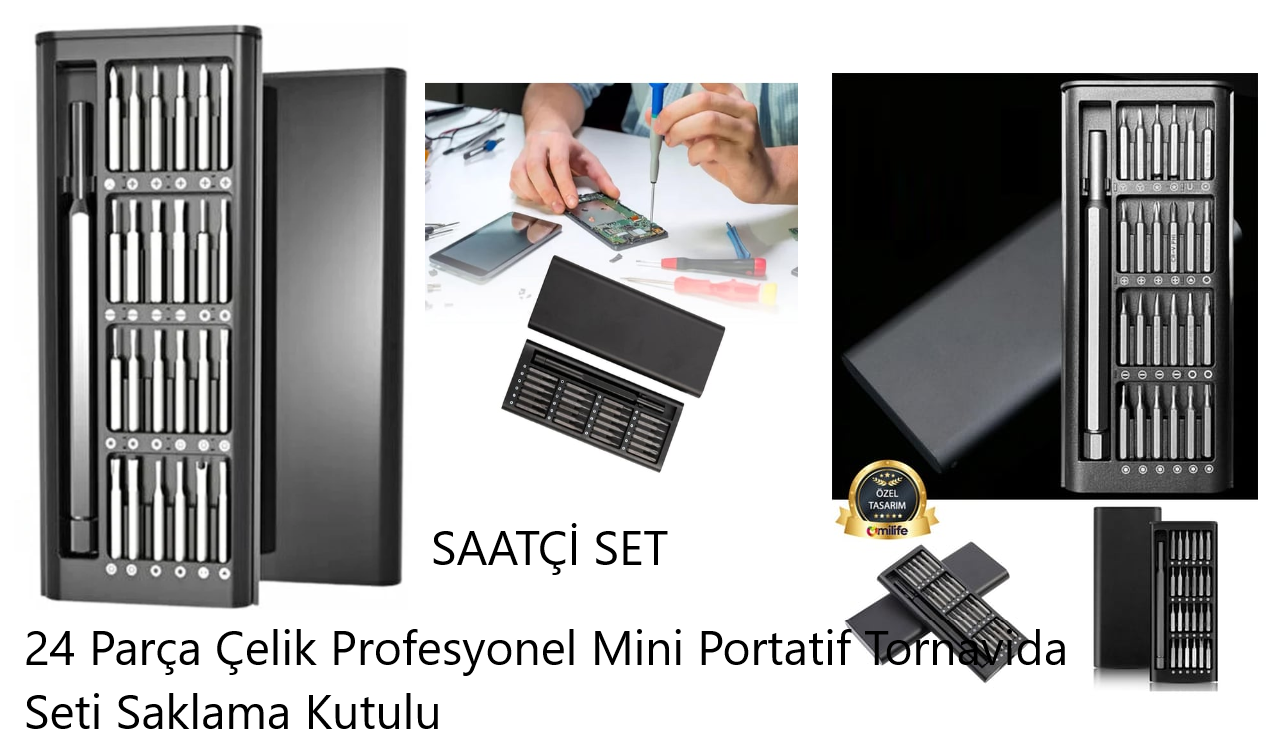 TORNAVİDASAATÇİ VE TELOFONCU SET 24+1  PCS  ÇELİK 