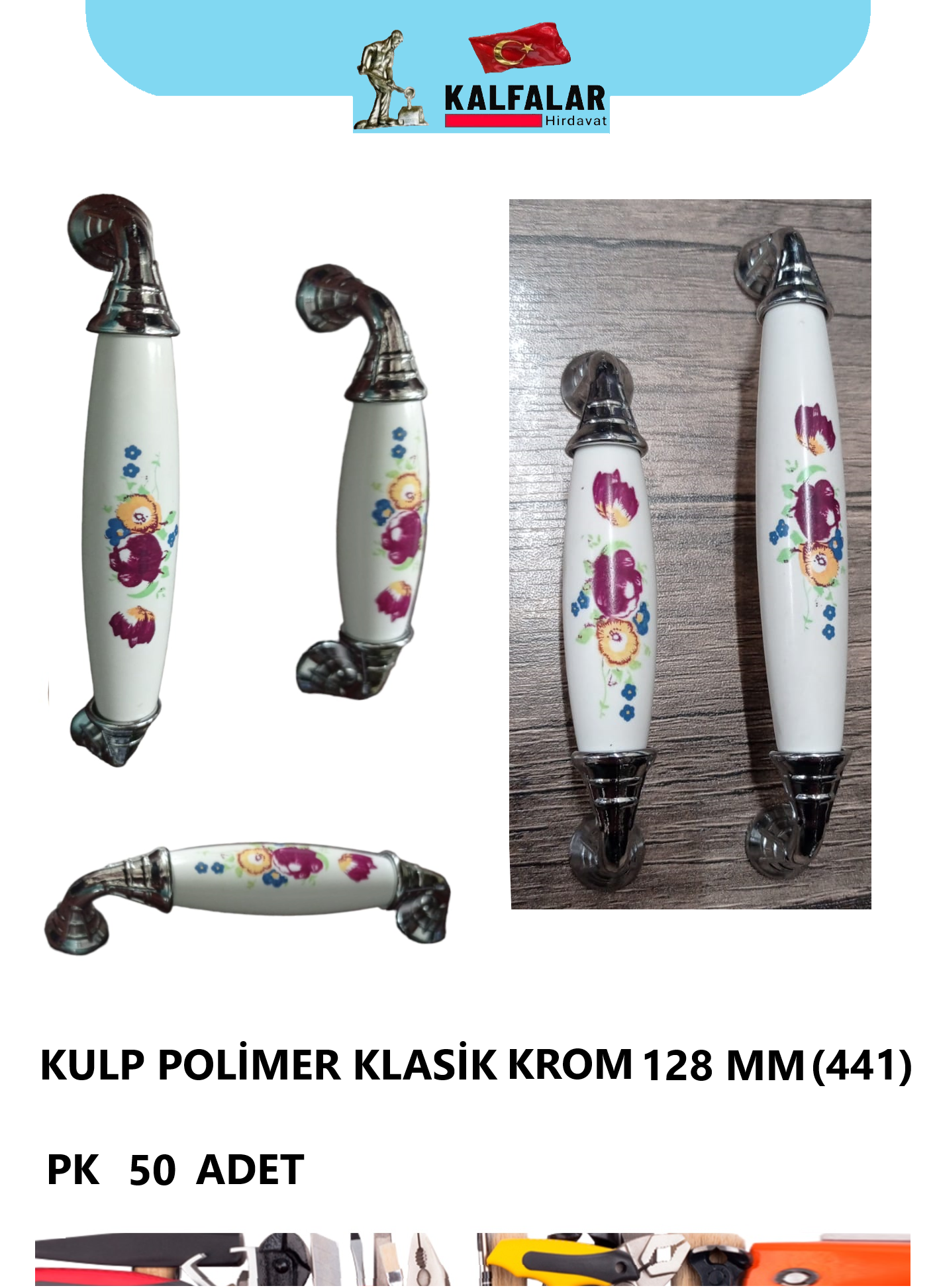 KULP POLİMER KLASİK 128 MM KROM (441)