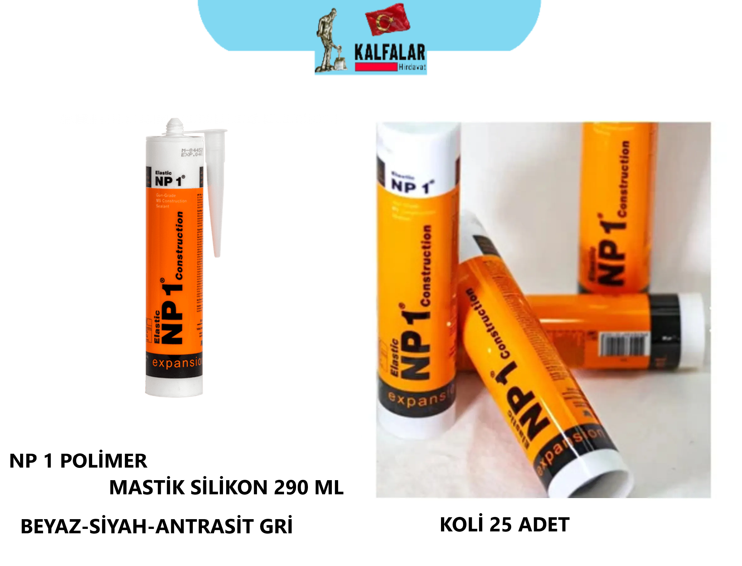 NP 1 POLİMER MASTİK SİLİKON 290 ML ANTRASİT GRİ