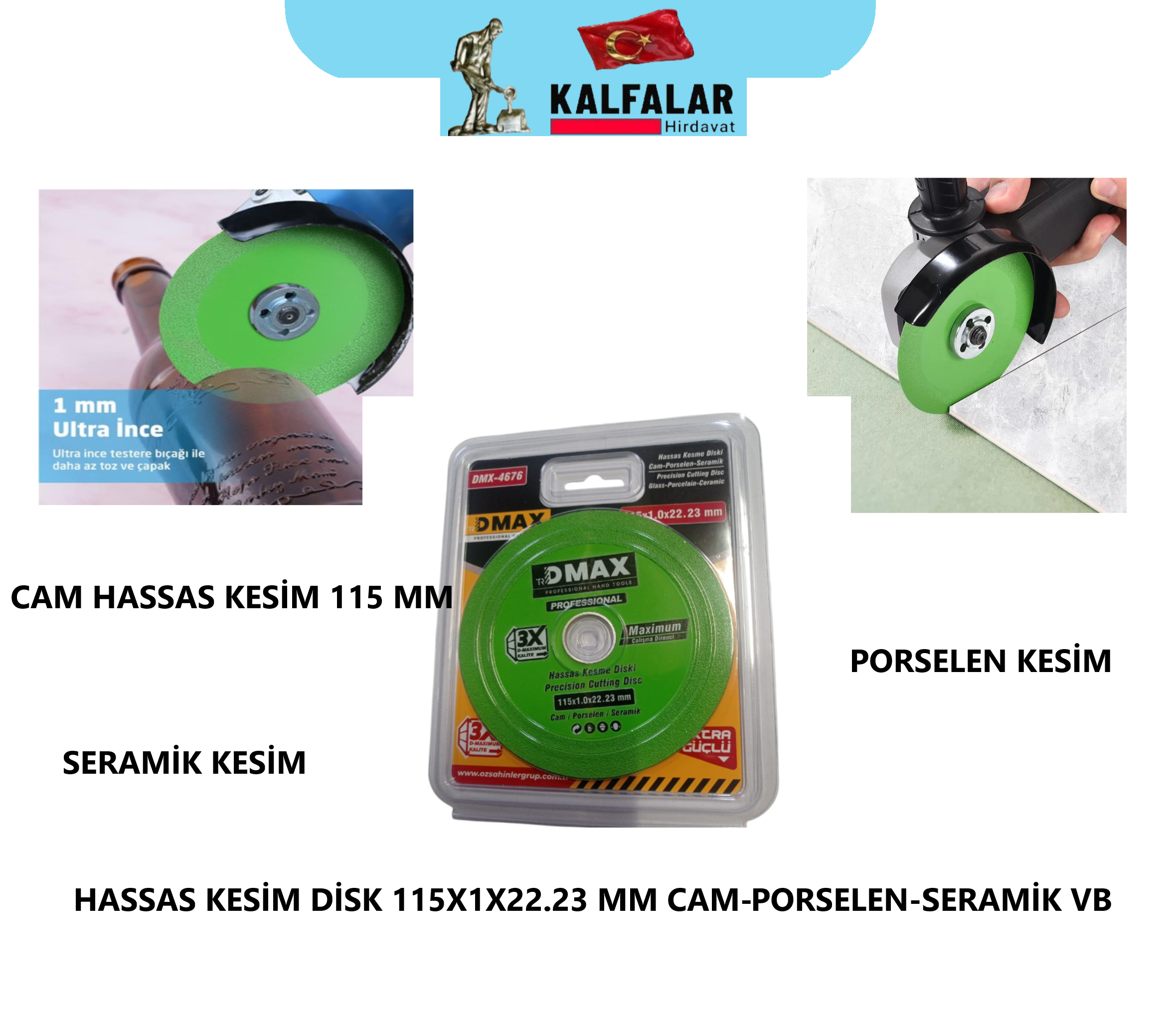 CAM PORSELEN SERAMİK HASSAS KESİM VB DİSK 115X1X22.23 MM 