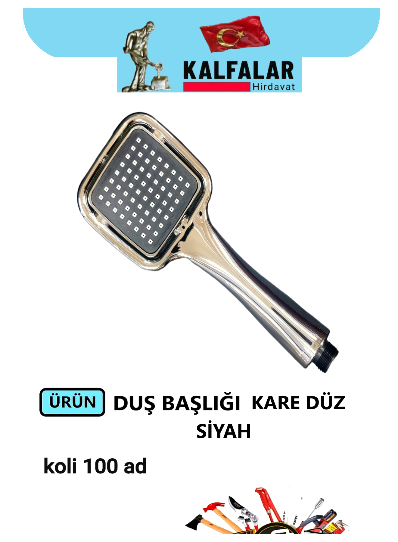 DUŞ BAŞLIĞI BÜYÜK KARE DÜZ SİYAH