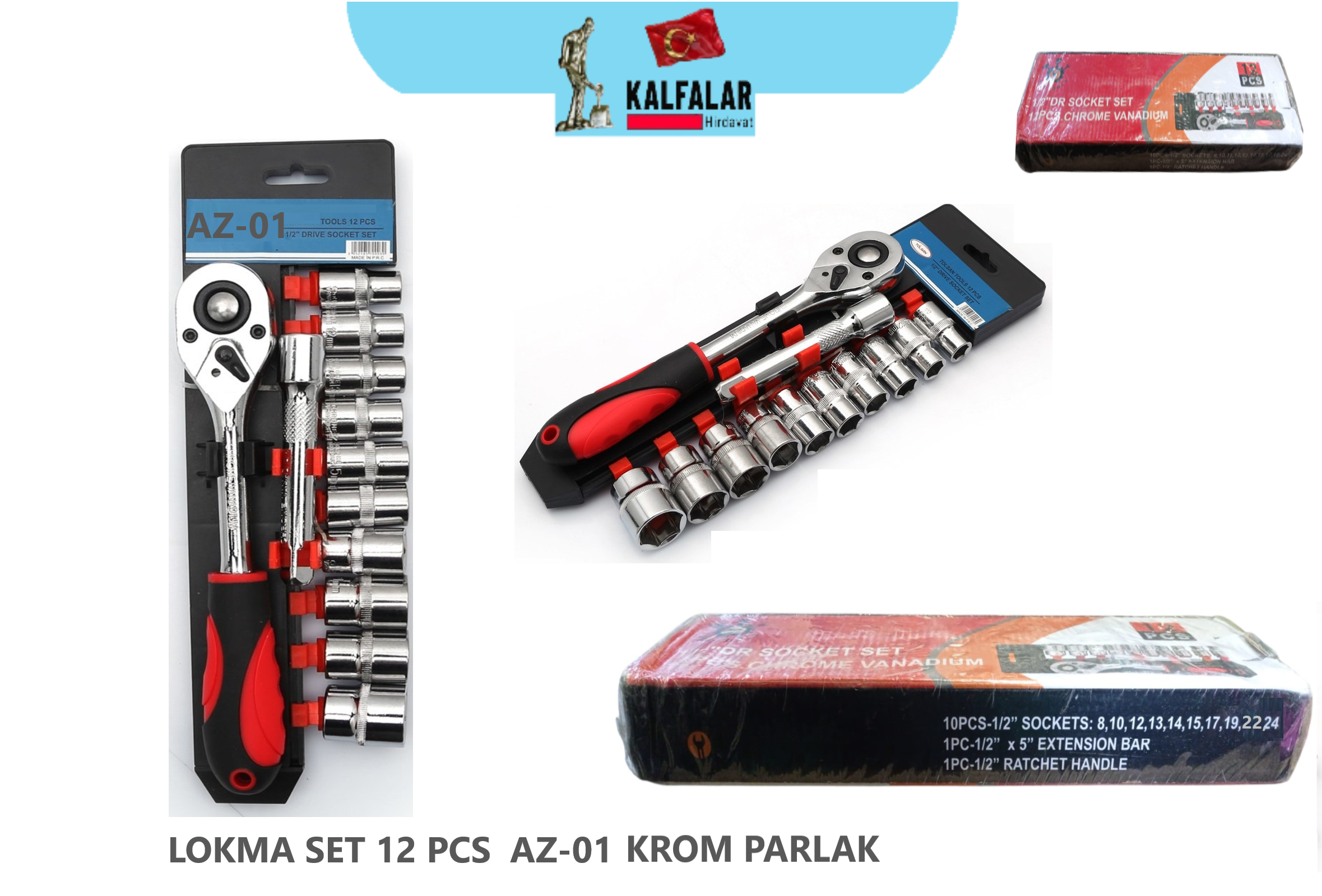 LOKMA SETİ 12 PARÇA KROM AZ-01 ÇELİK