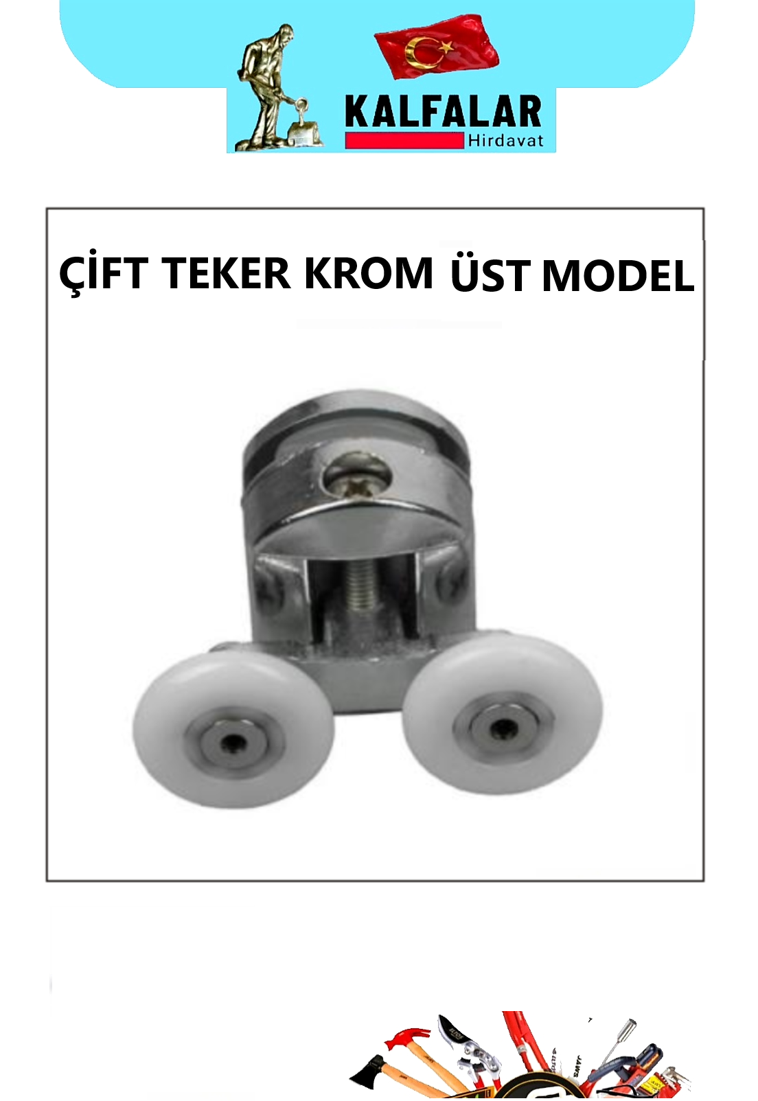 DUŞ KABİN TEKER ÇİFT ÜST TEKER KROM 