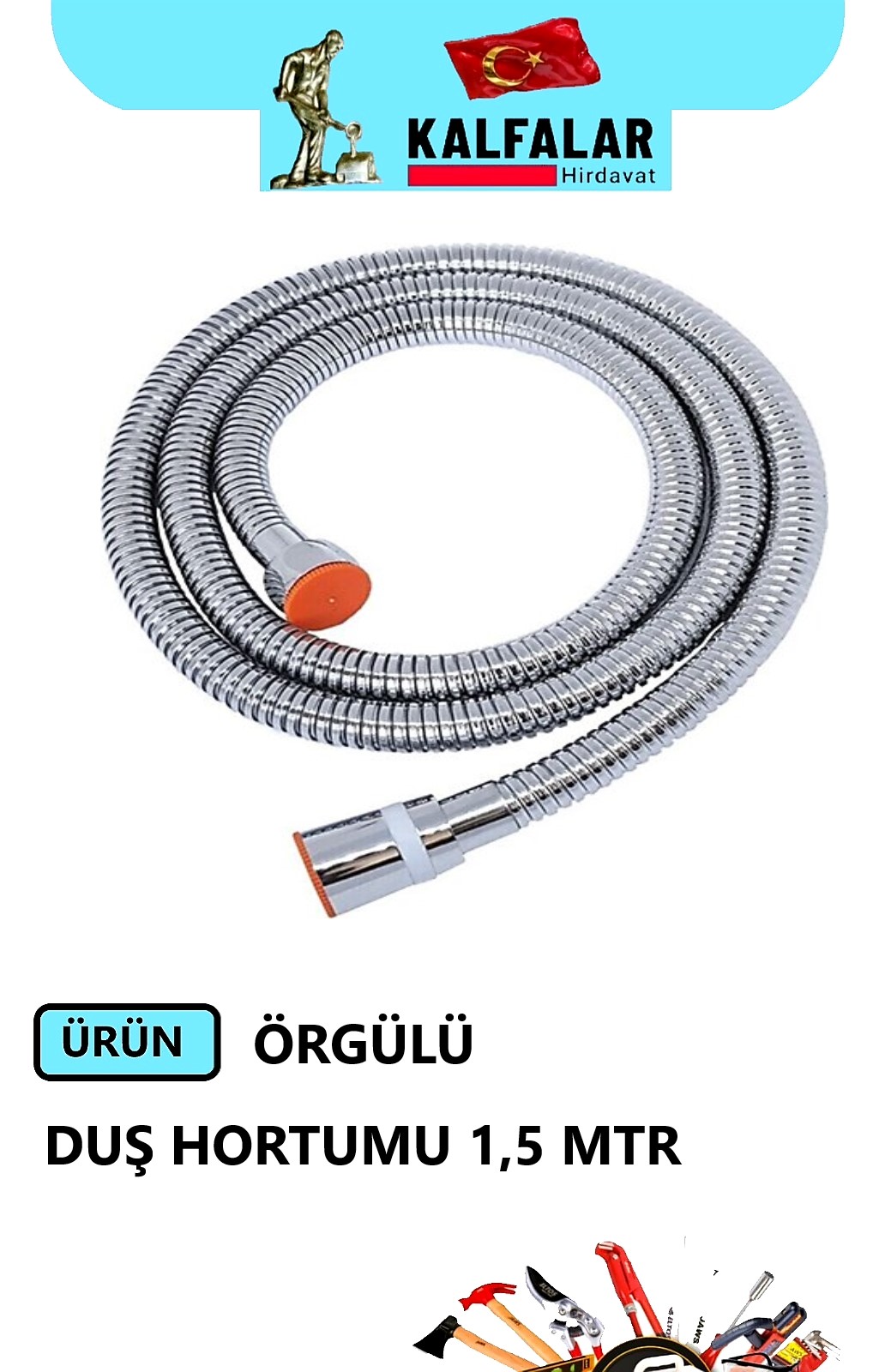 DUŞ HORTUMU ÖRGÜLÜ 1.5 MTR POŞETLİ