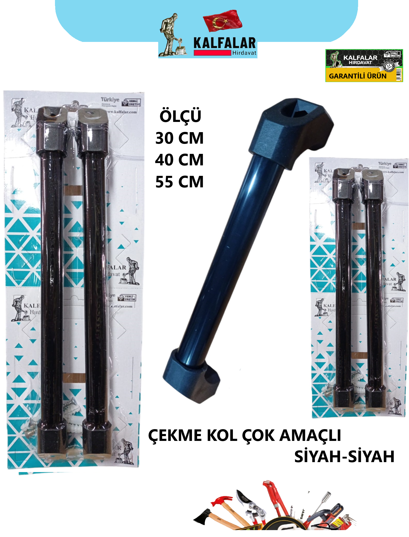 ÇEKME KOL ÇOK AMAÇLI 30 CM PAS. SİYAH-SİYAH VAKUM A.