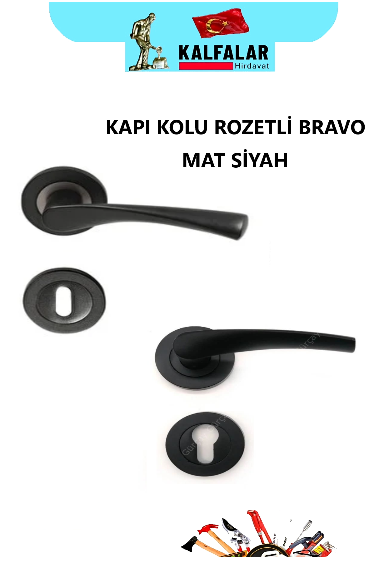 KAPI KOLU ROZETLİ  BRAVO MAT SİYAH WC