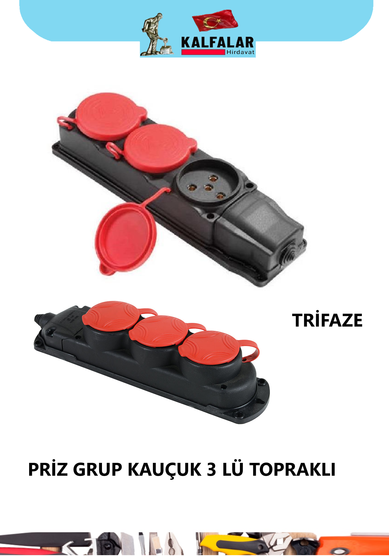 PRİZ GRUP 3 LÜ TOPRAKLI KAUCUK TRİFAZE