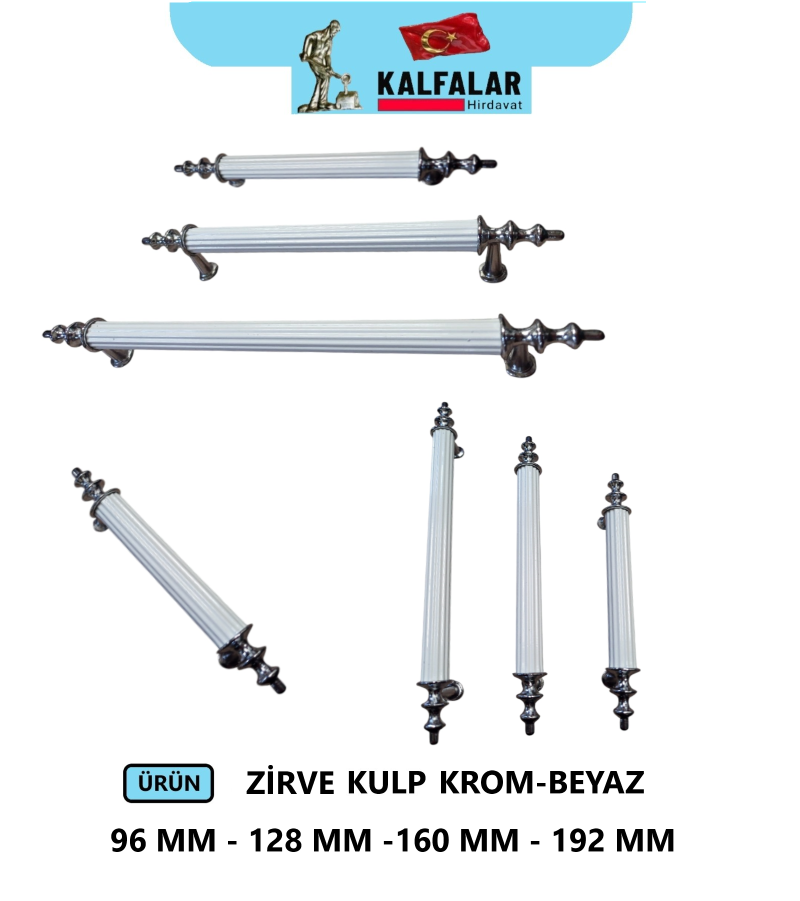 ZİRVE KULP KROM-BEYAZ 64 MM