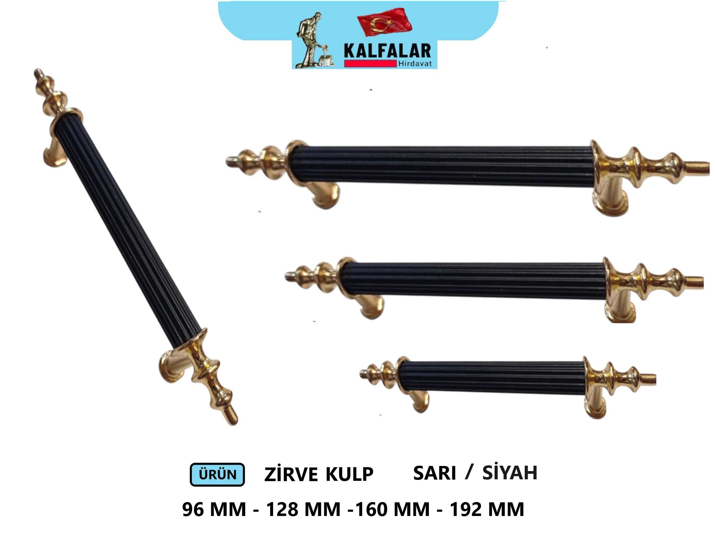ZİRVE KULP SİYAH-ALTIN 192 MM
