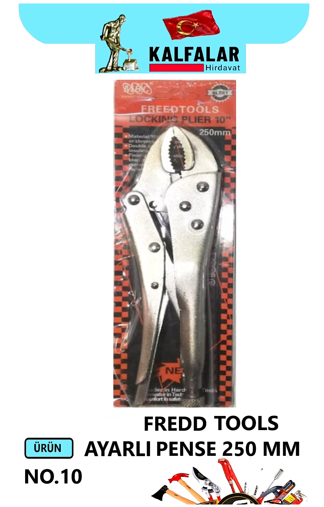 AYARLI PENSE KURBACIK 250 MM NO.10 FREDD TOOLS