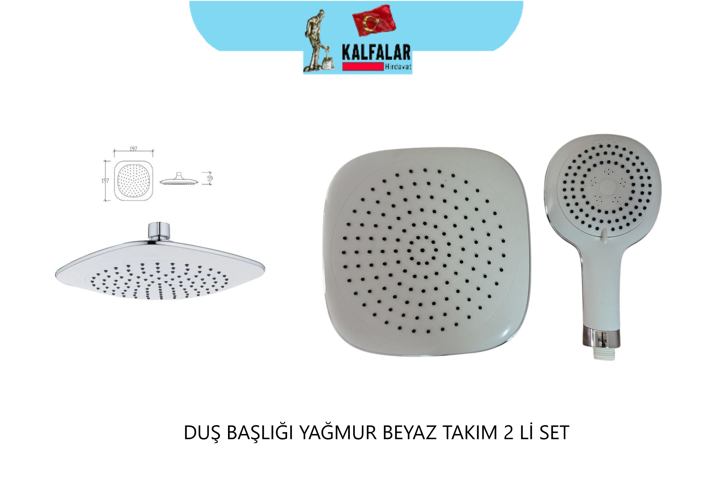 DUŞ BAŞLIĞI TEPE ROBOT BEYAZ OVAL 2 Lİ  SET