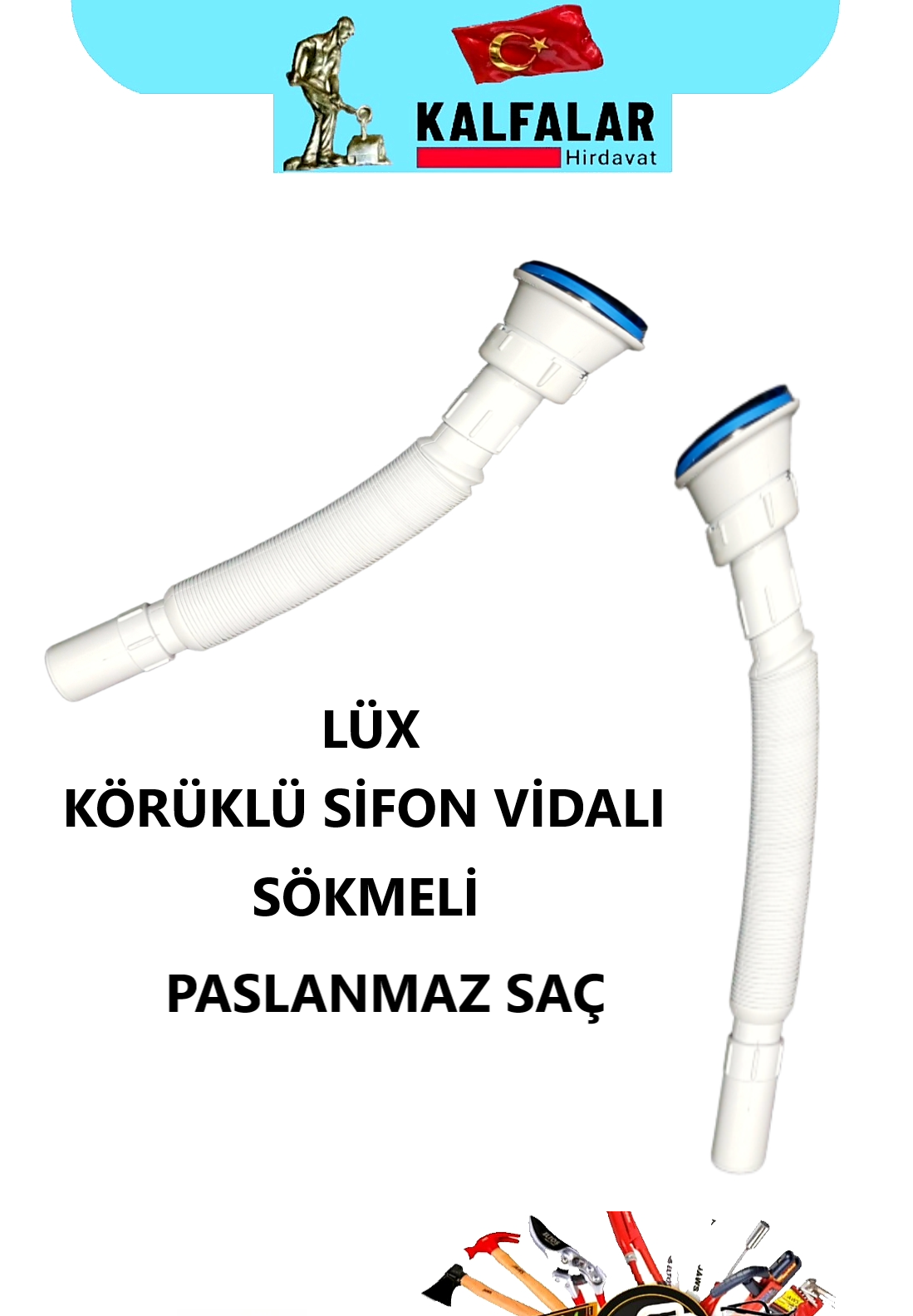 SİFON LÜX PASLANMAZ KÖRÜKLÜ VİDALI 1NCİ KALİTE 
