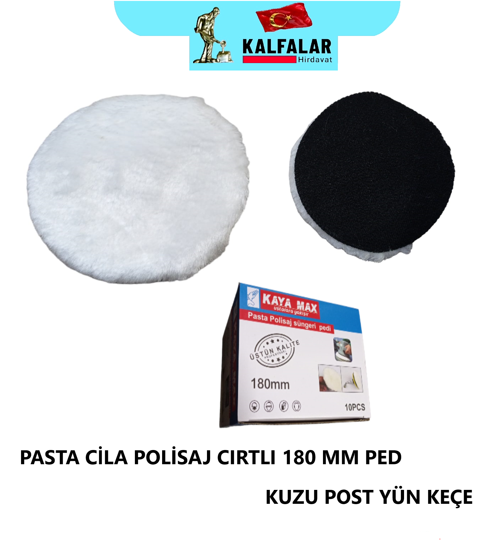 POLİSAJ CİLA PED CIRTLI YÜN KEÇE 180 MM 