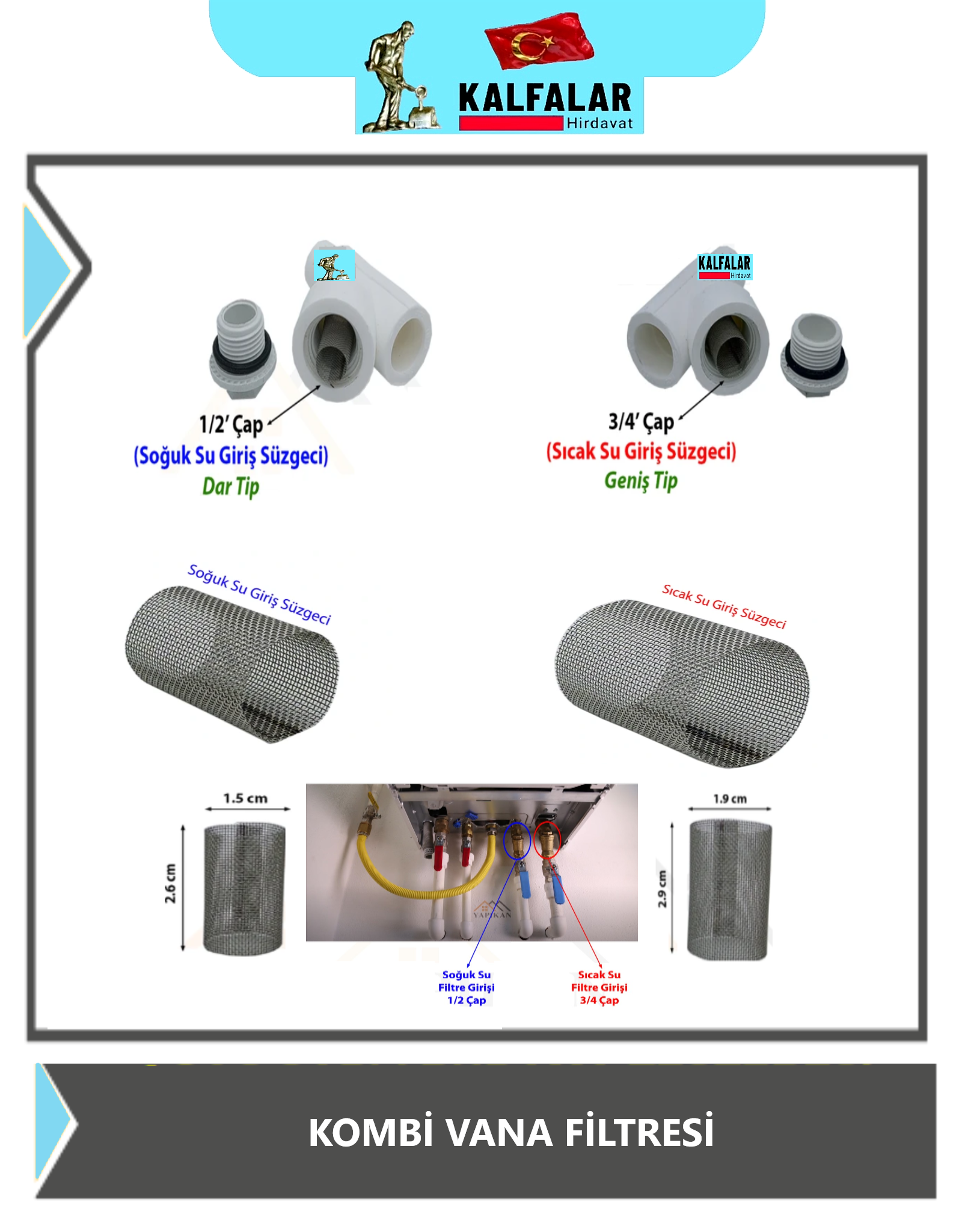 KAMBİ VANA FİLTRESİ SOĞUK SU 1/2 