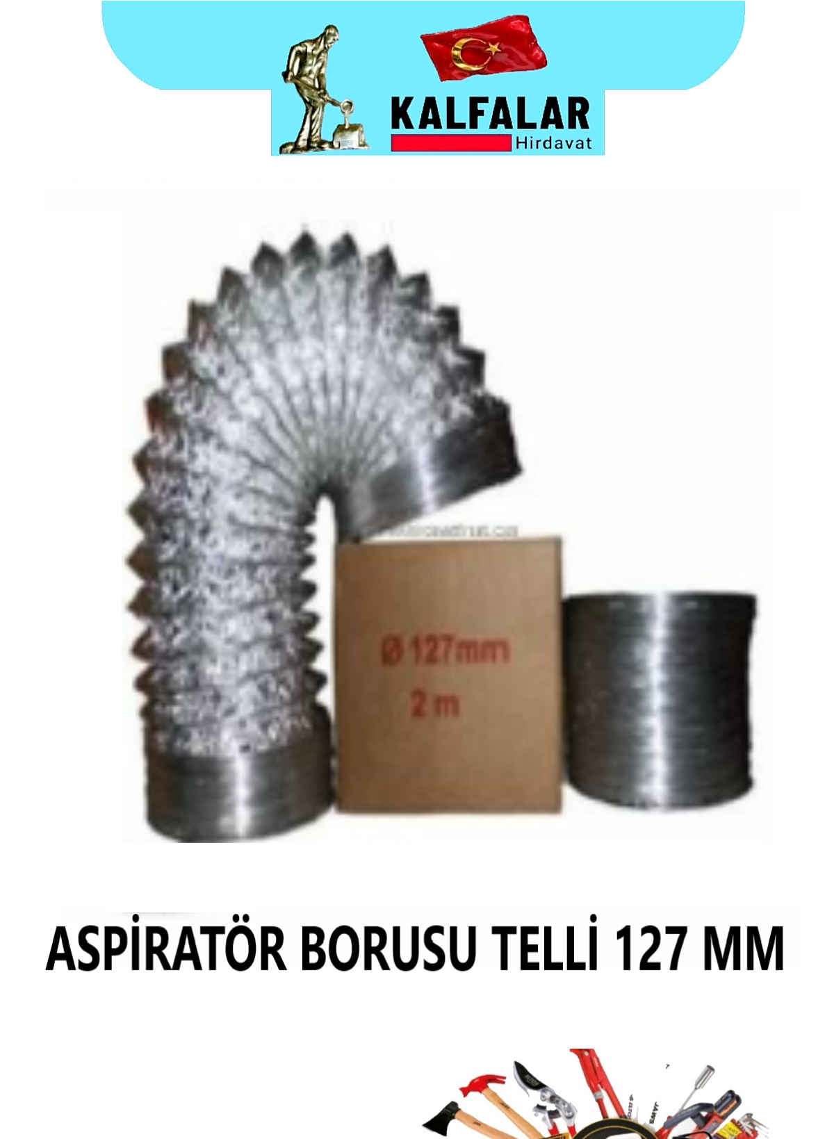 ASPİRATÖR BORUSU TELLİ 127 MM 10 METRE 