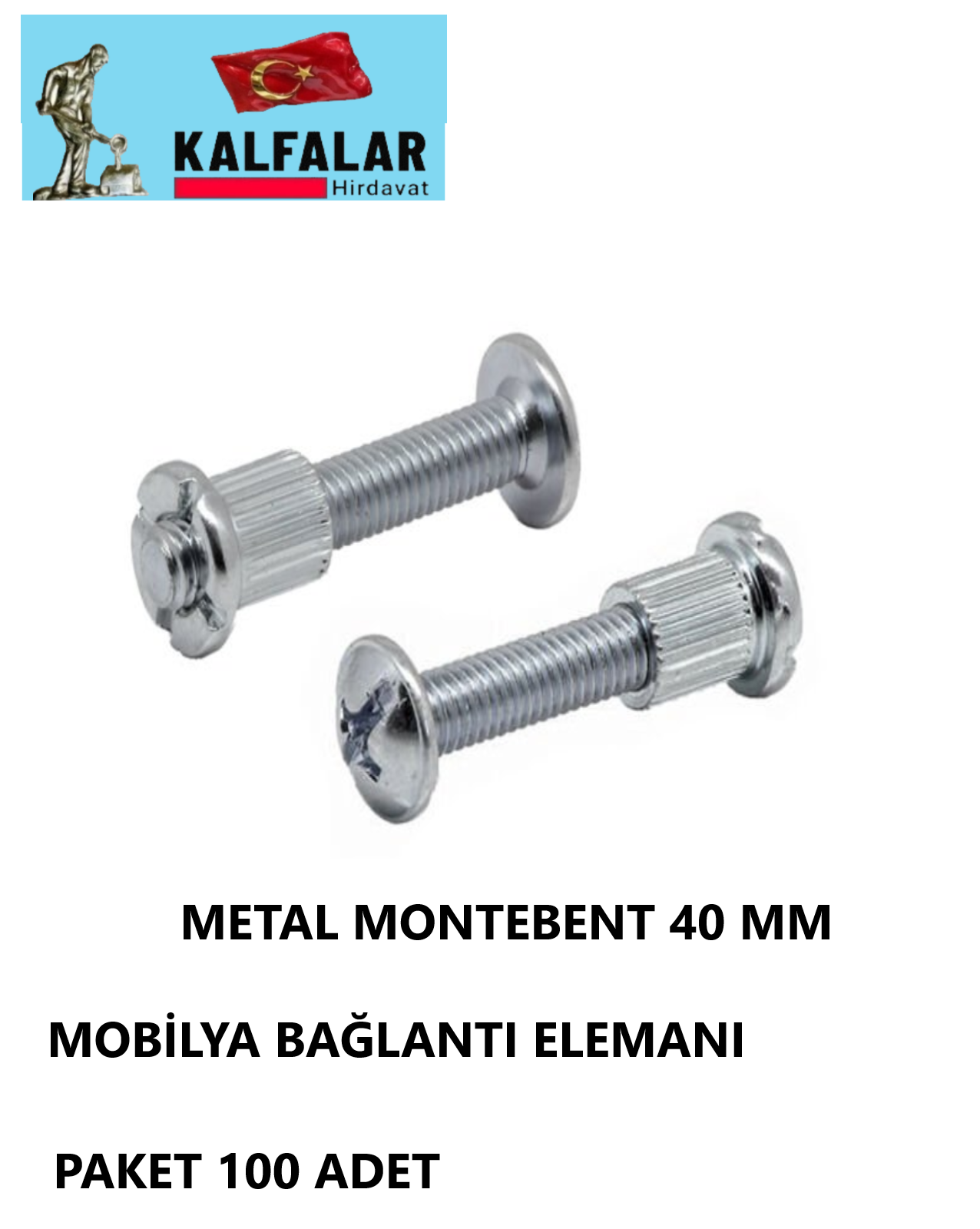 METAL MONTEBENT M-6   40 MM MOBİLYA BAĞLANTI ELAMANI