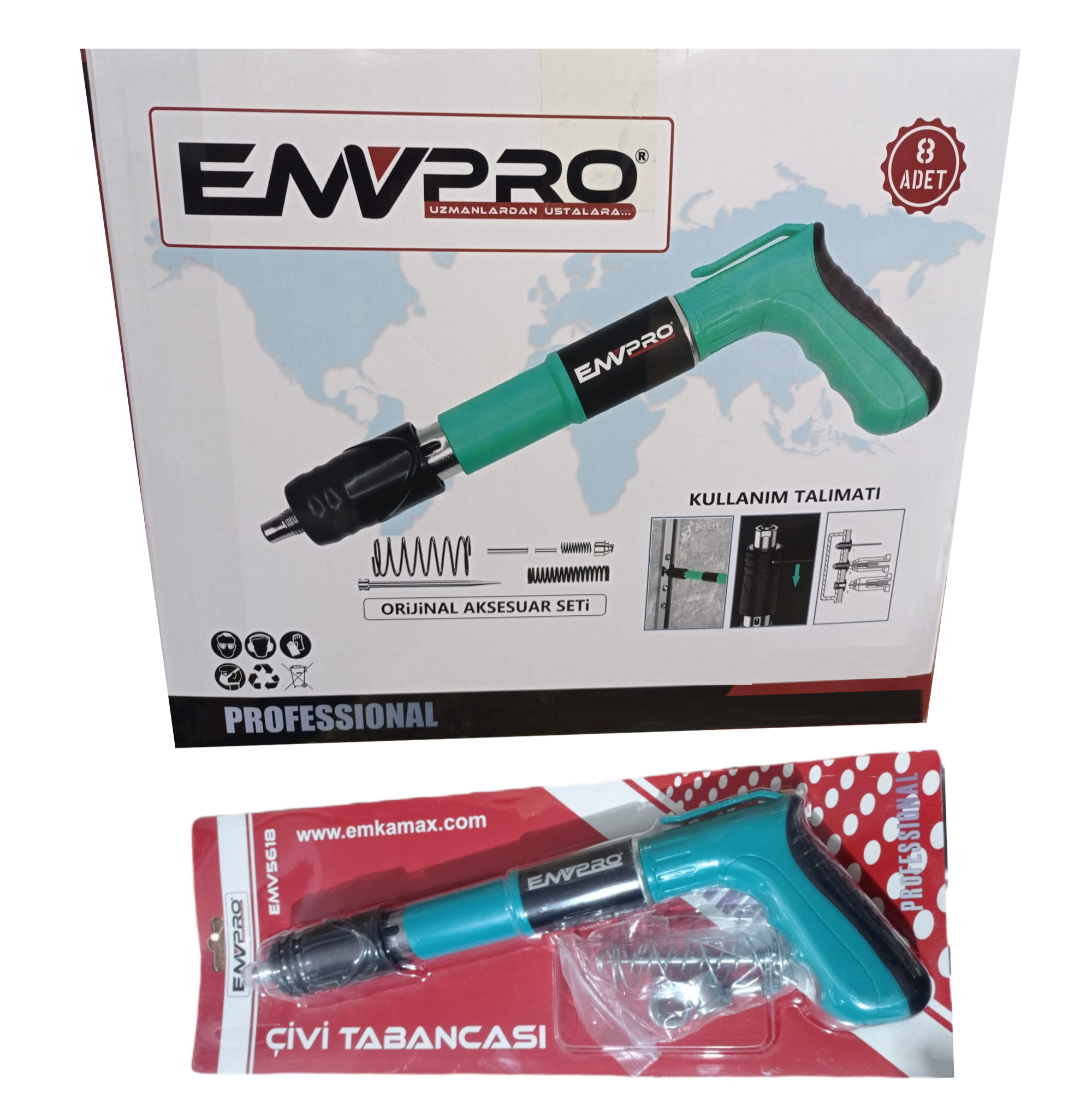 BARUTLU ÇİVİ ÇAKMA TABANCASI SET
