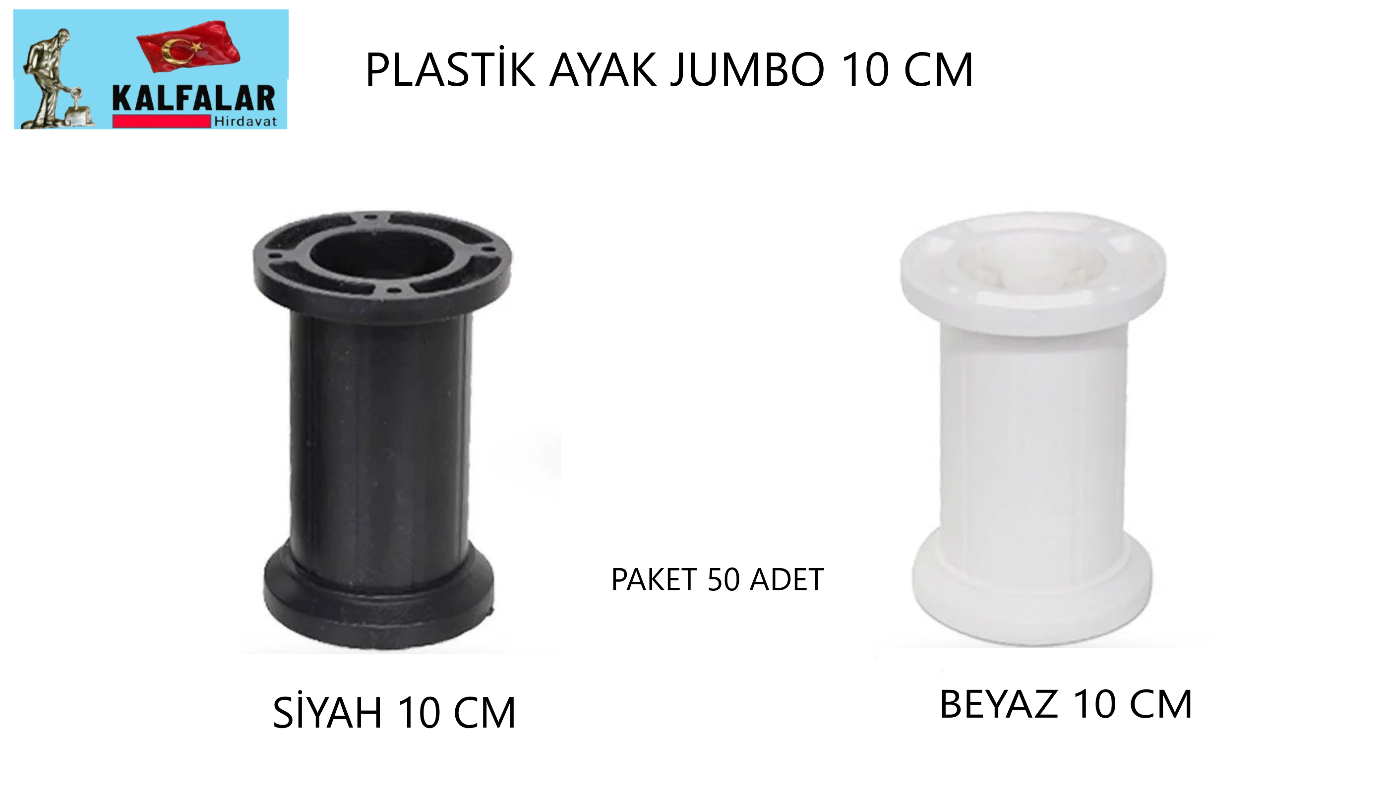 AYAK JUMBO 50 MM PLASTİK 10 CM SİYAH