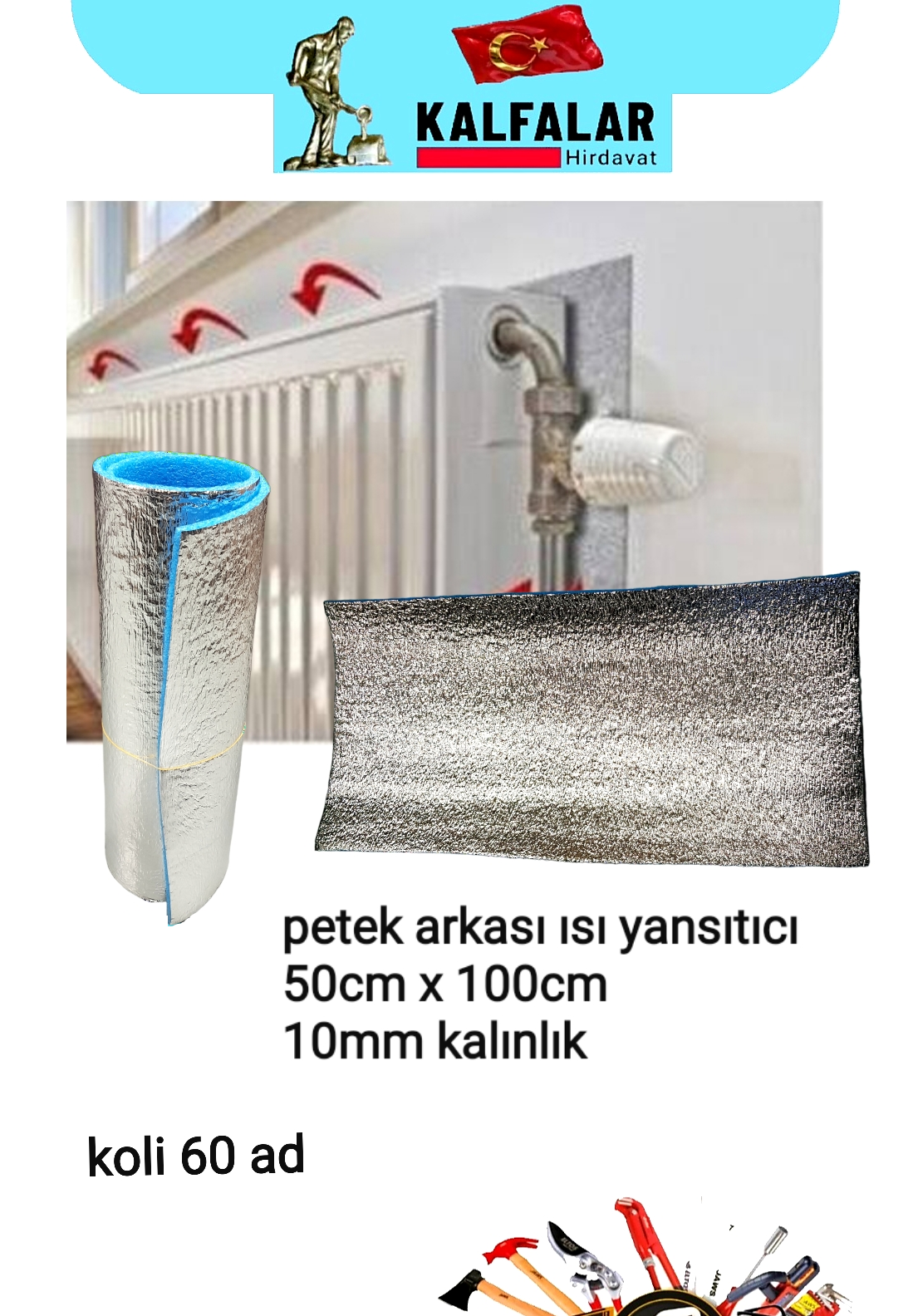 PETEK ARKASI ISI YALITIM 50 CMX100 CM 10 MM KAL.