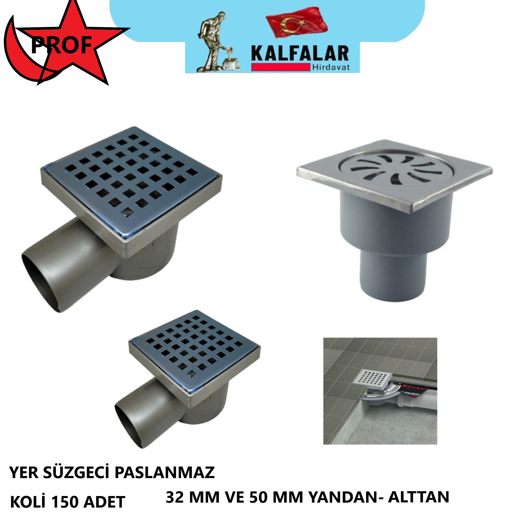 YER SÜZGECİ PASLANMAZ 50 MM YANDAN